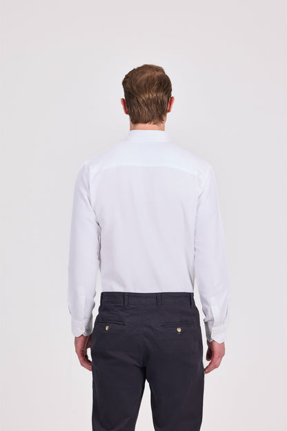 قميص رمادي أنيق كاجوال من البوليستر القطني الجاكار