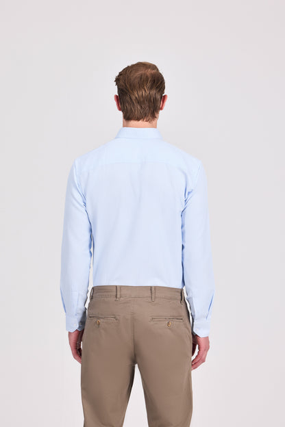 قميص رمادي أنيق كاجوال من البوليستر القطني الجاكار