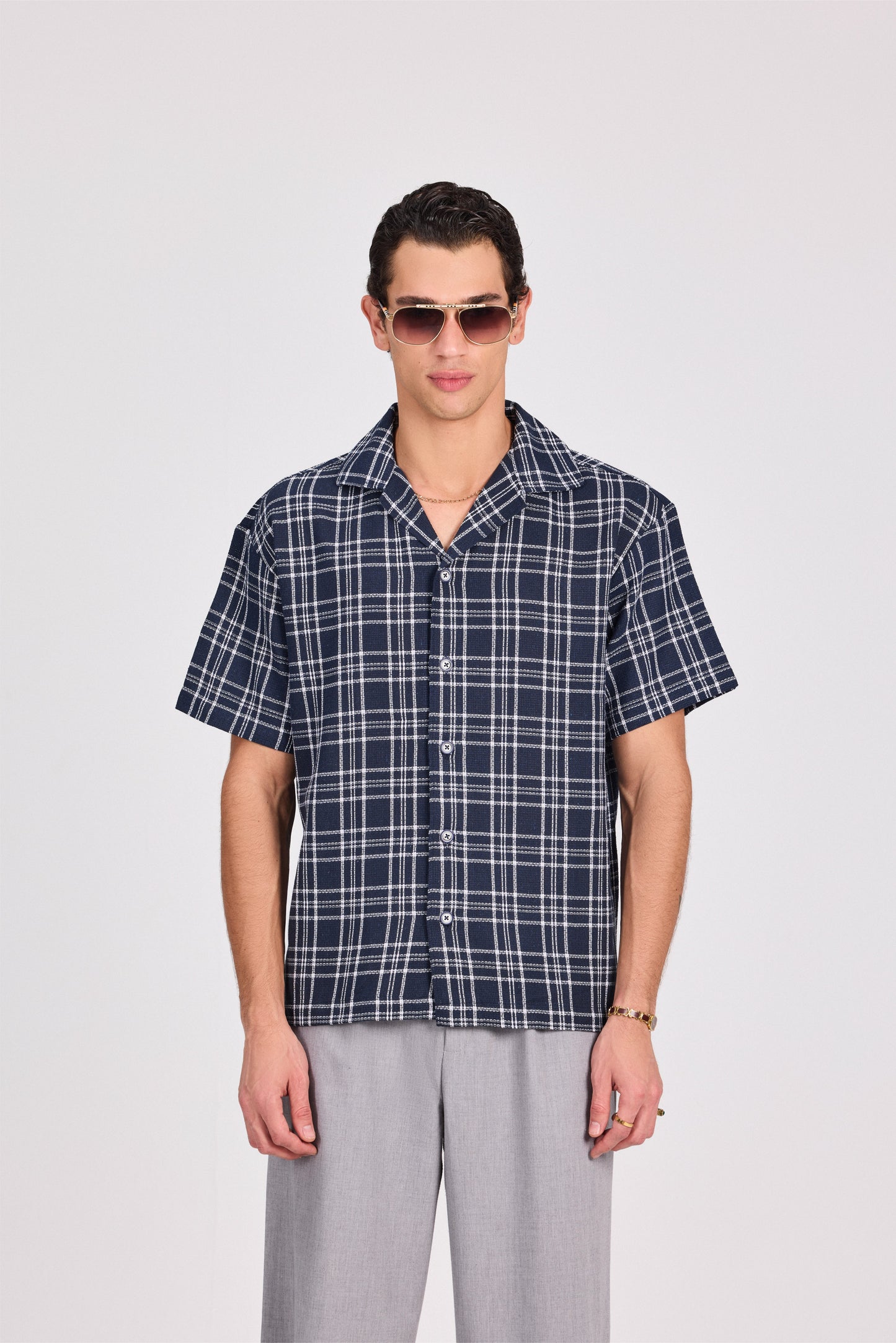 Checkered 100% Cotton Short Sleeve Shirt