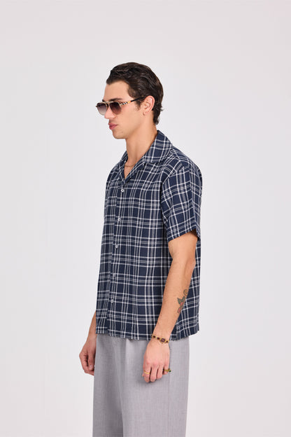 Checkered 100% Cotton Short Sleeve Shirt