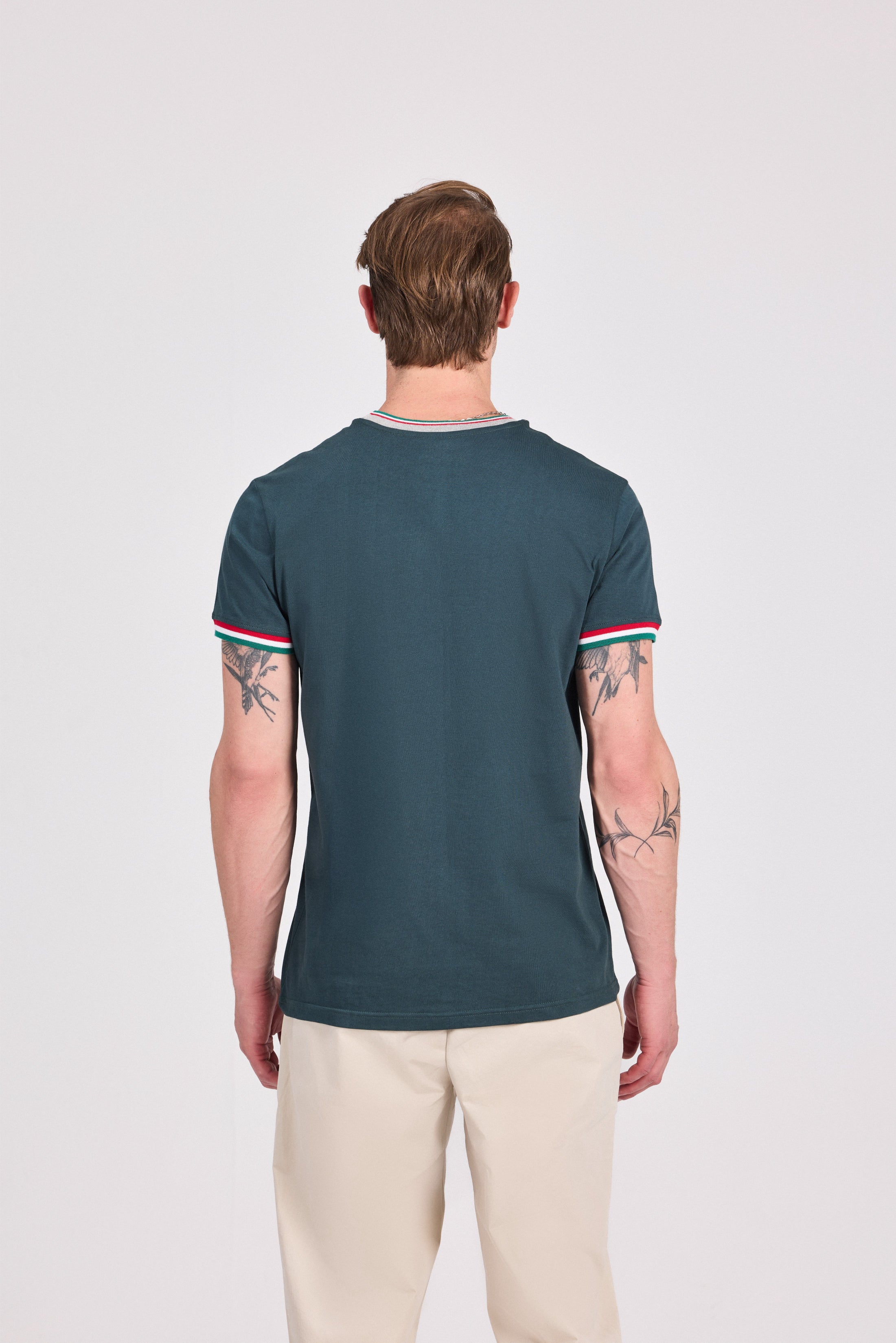 Olive Knitted Collar T-Shirt