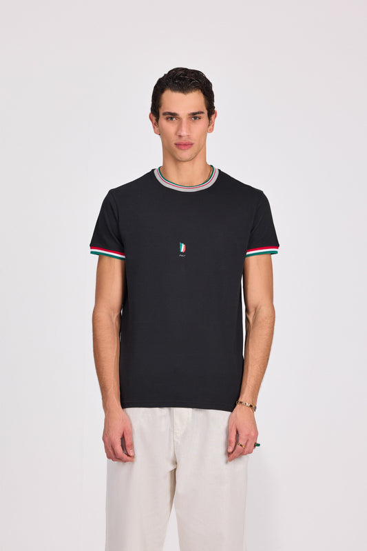 تي شيرت بيرسولا قطني أسود إيطالي