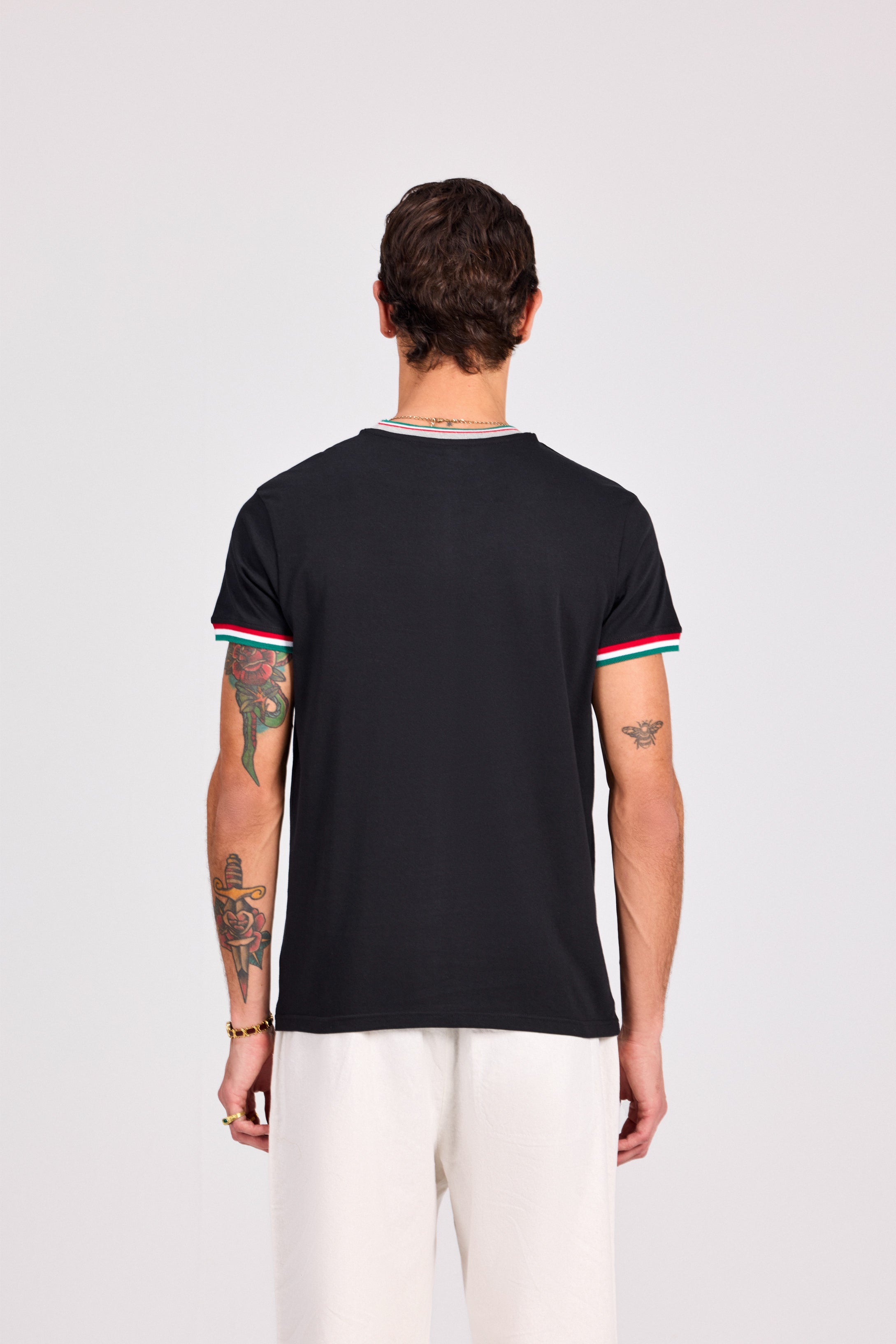 Black Knitted Collar T-Shirt