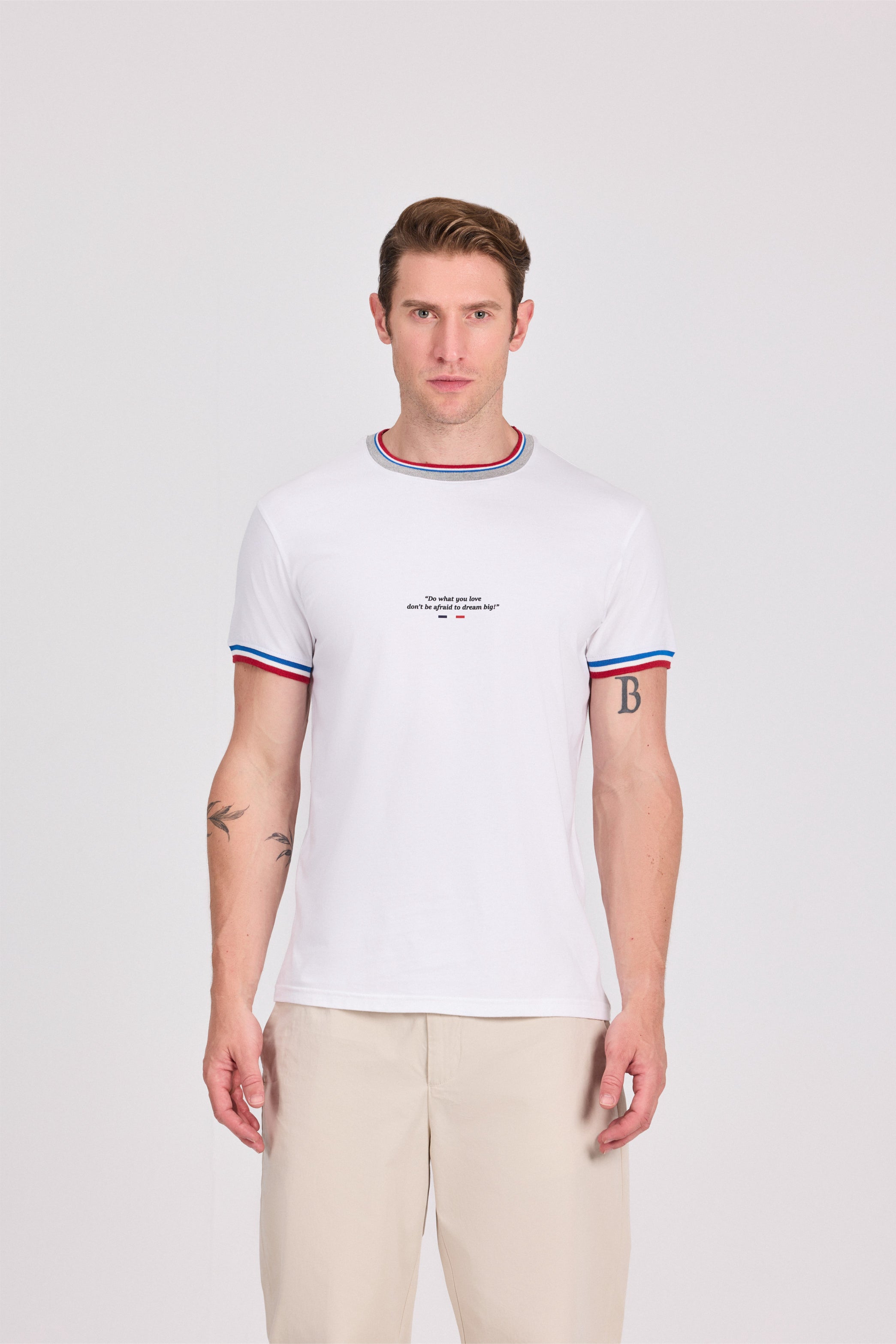 Off White Knitted Collar T-Shirt