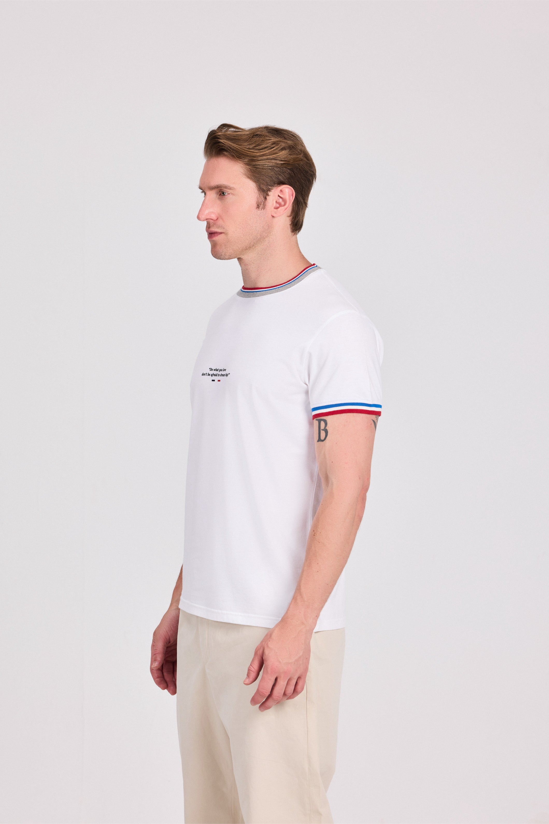 Off White Knitted Collar T-Shirt