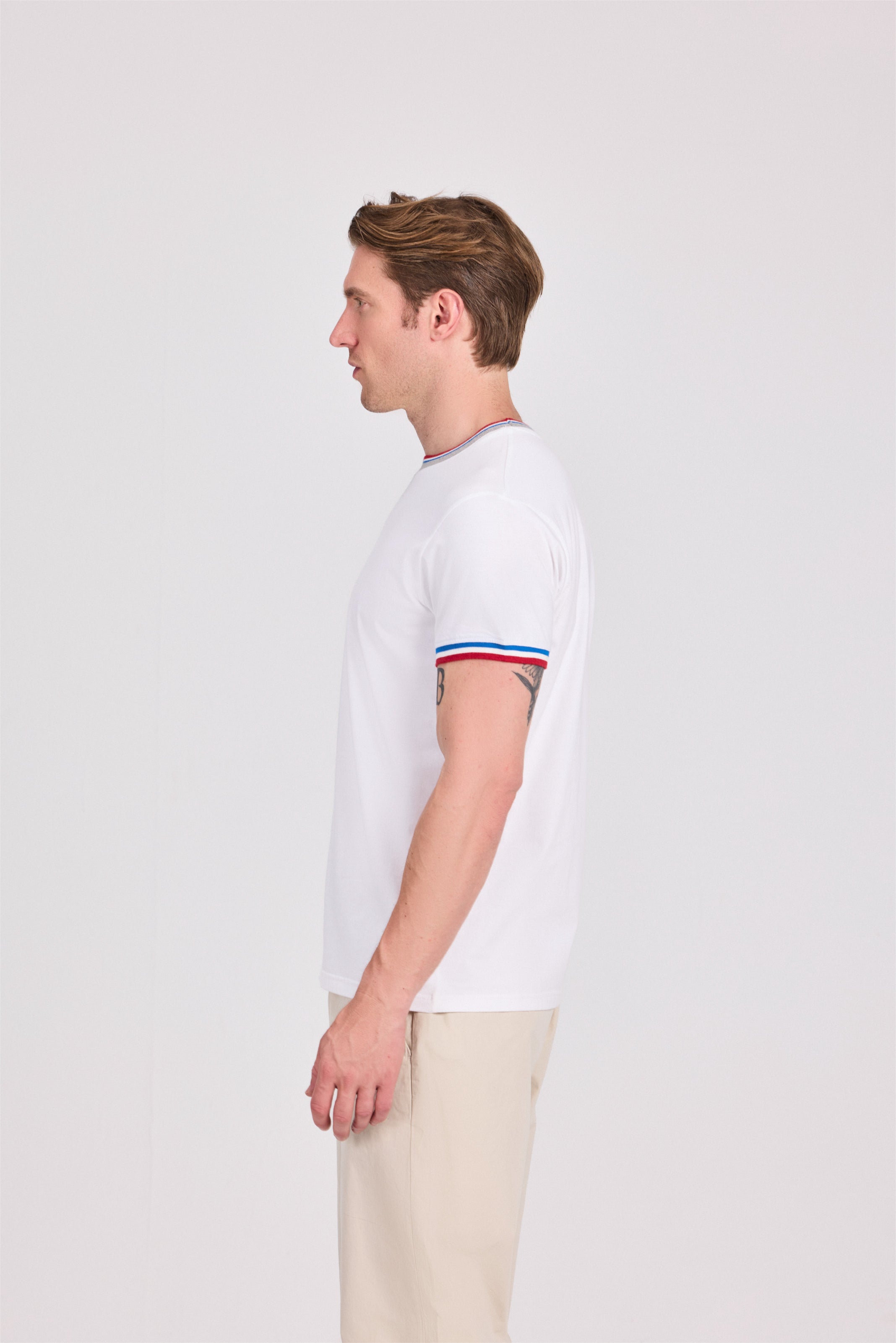 Off White Knitted Collar T-Shirt