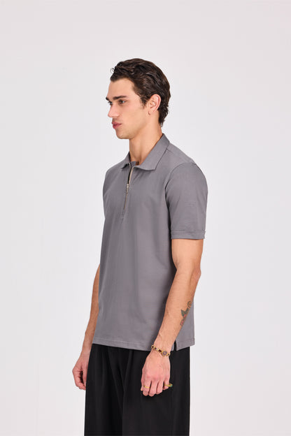 100% Cotton Polo With Zipper