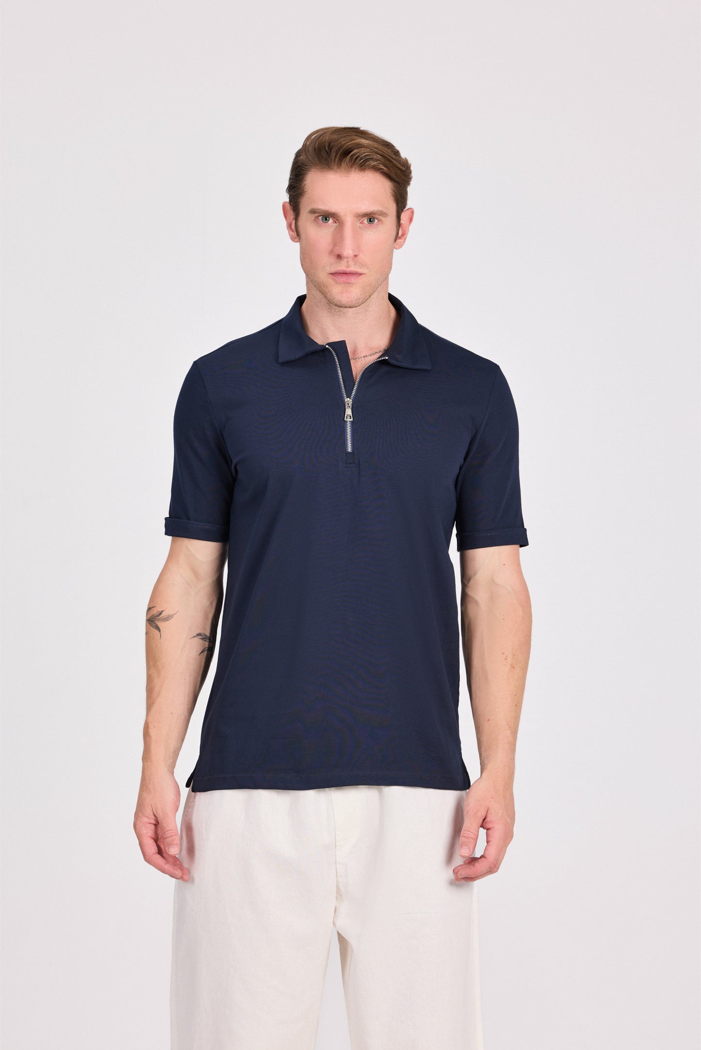 100% Cotton Polo With Zipper