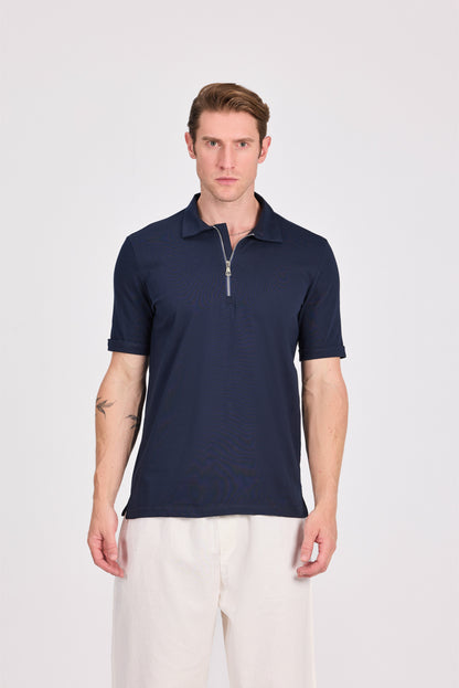 100% Cotton Polo With Zipper