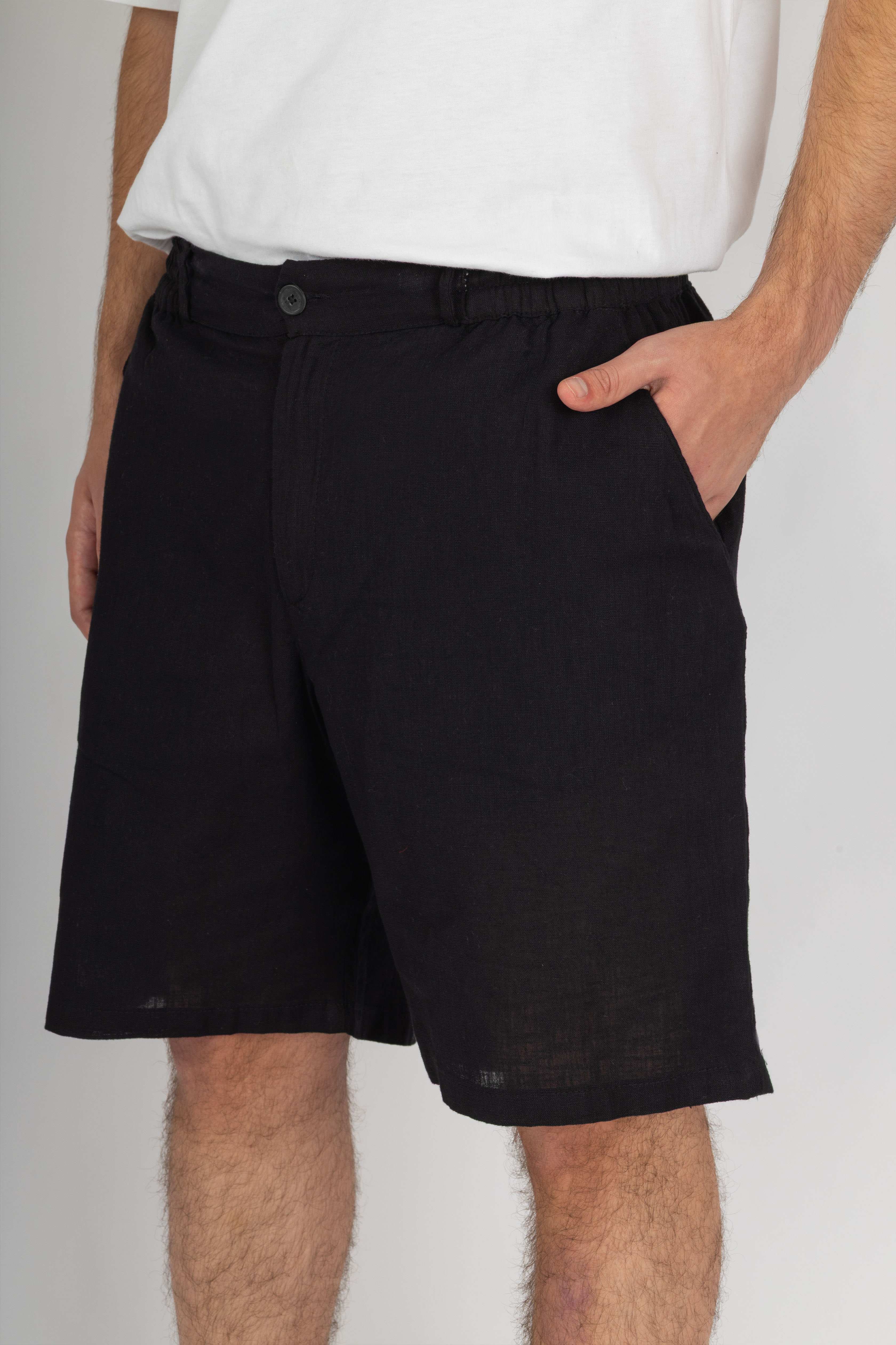 Black Lightweight Cotton Shorts
