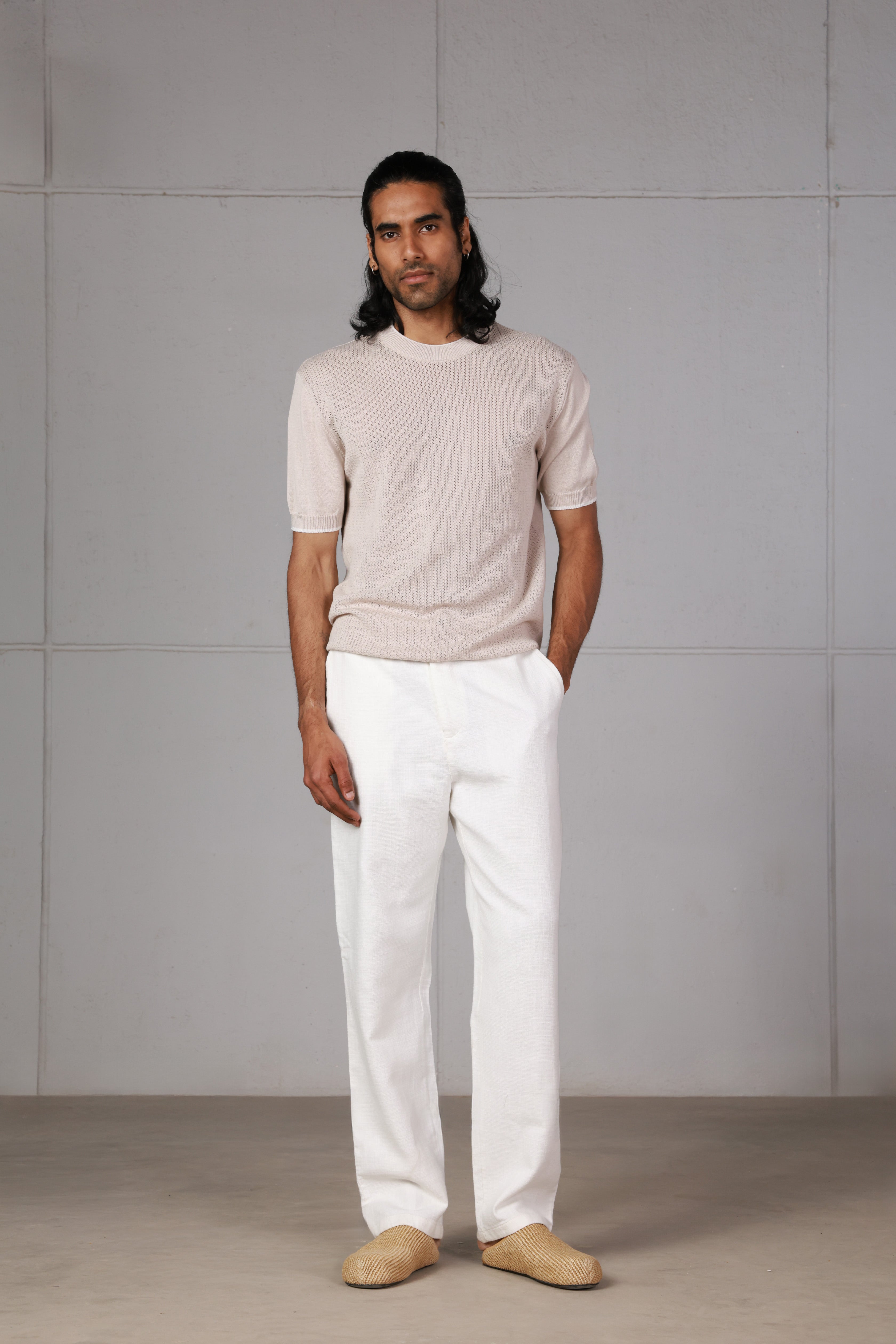 White Regular-fit Trousers