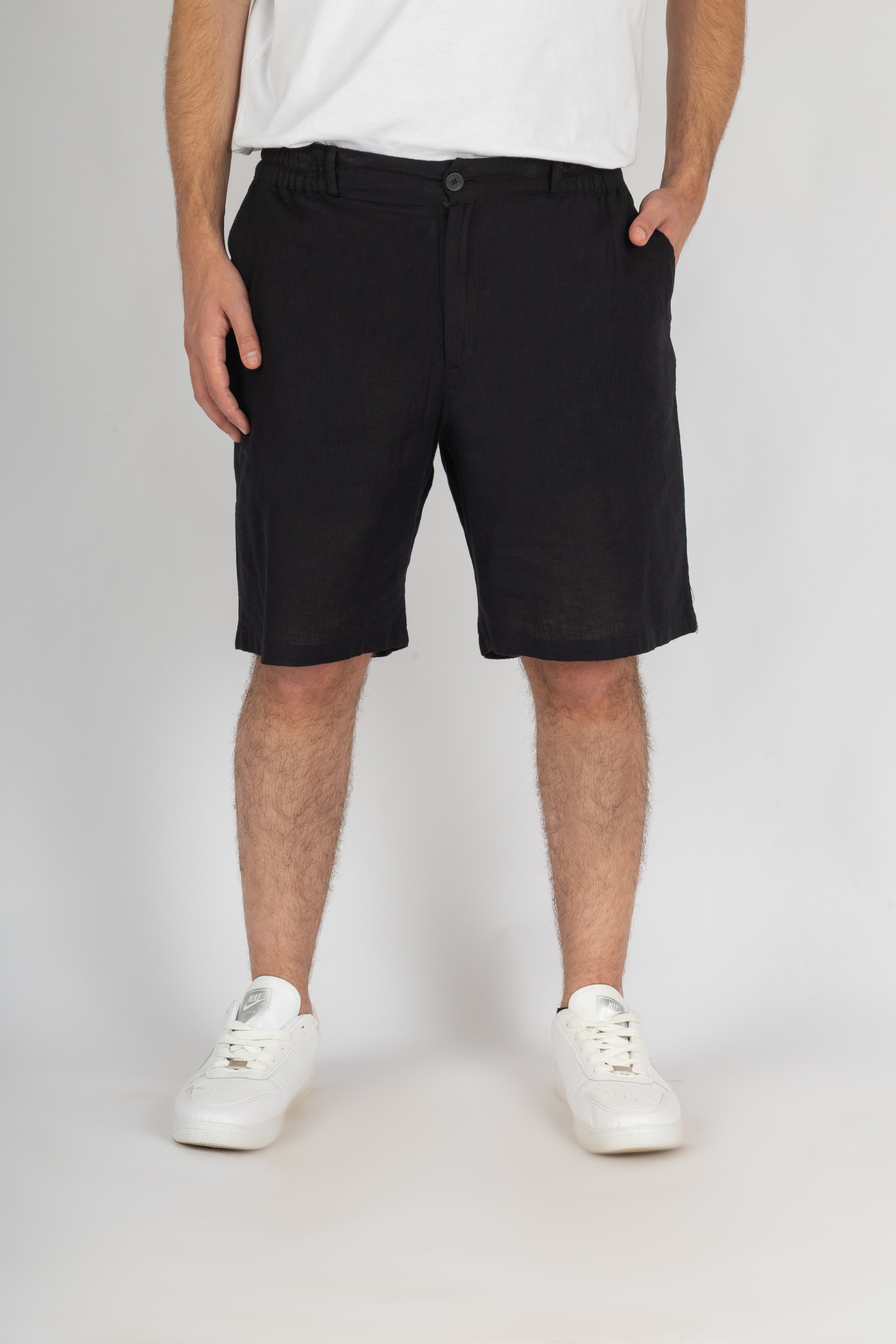 Black Lightweight Cotton Shorts