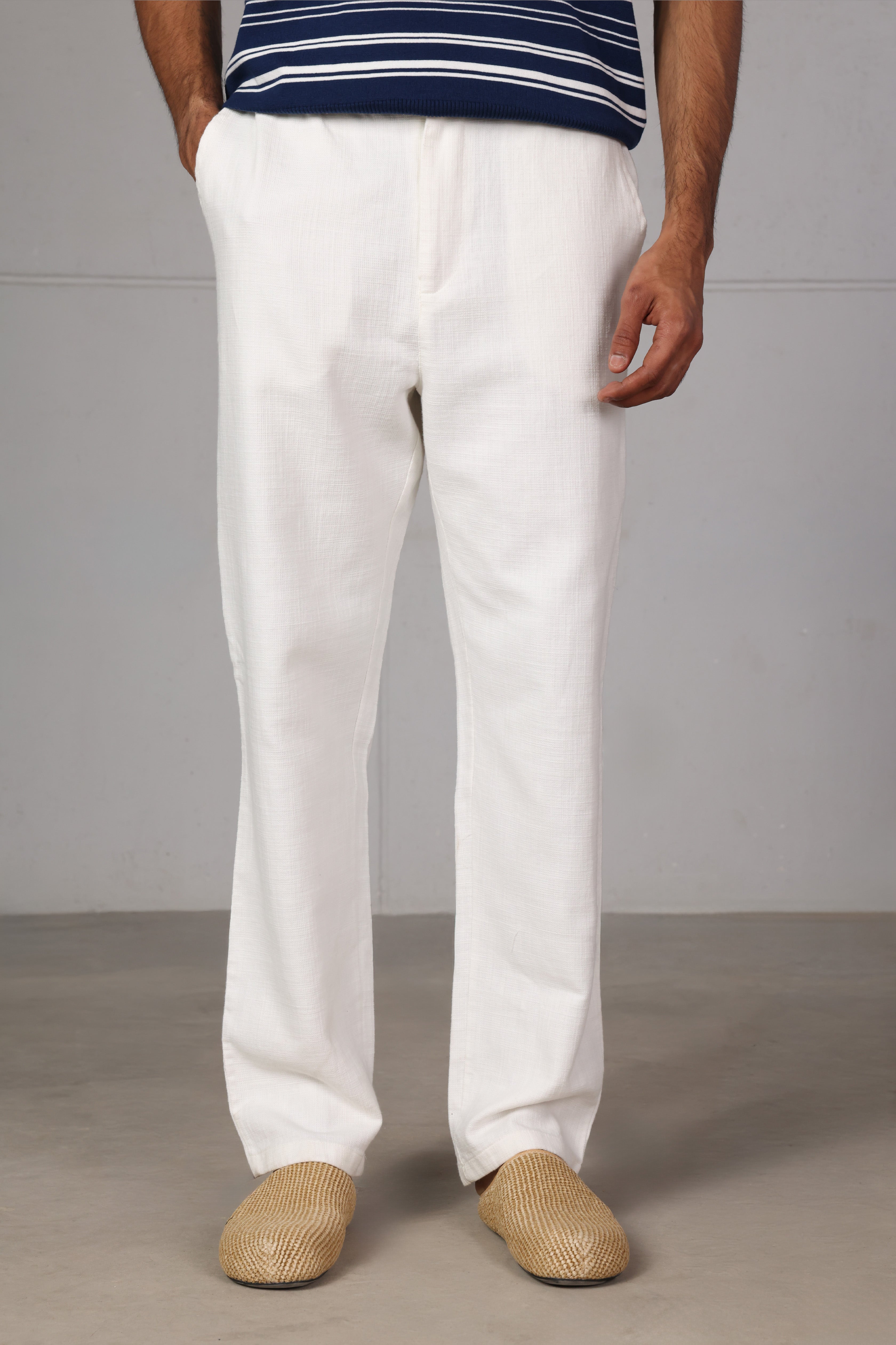 White Regular-fit Trousers
