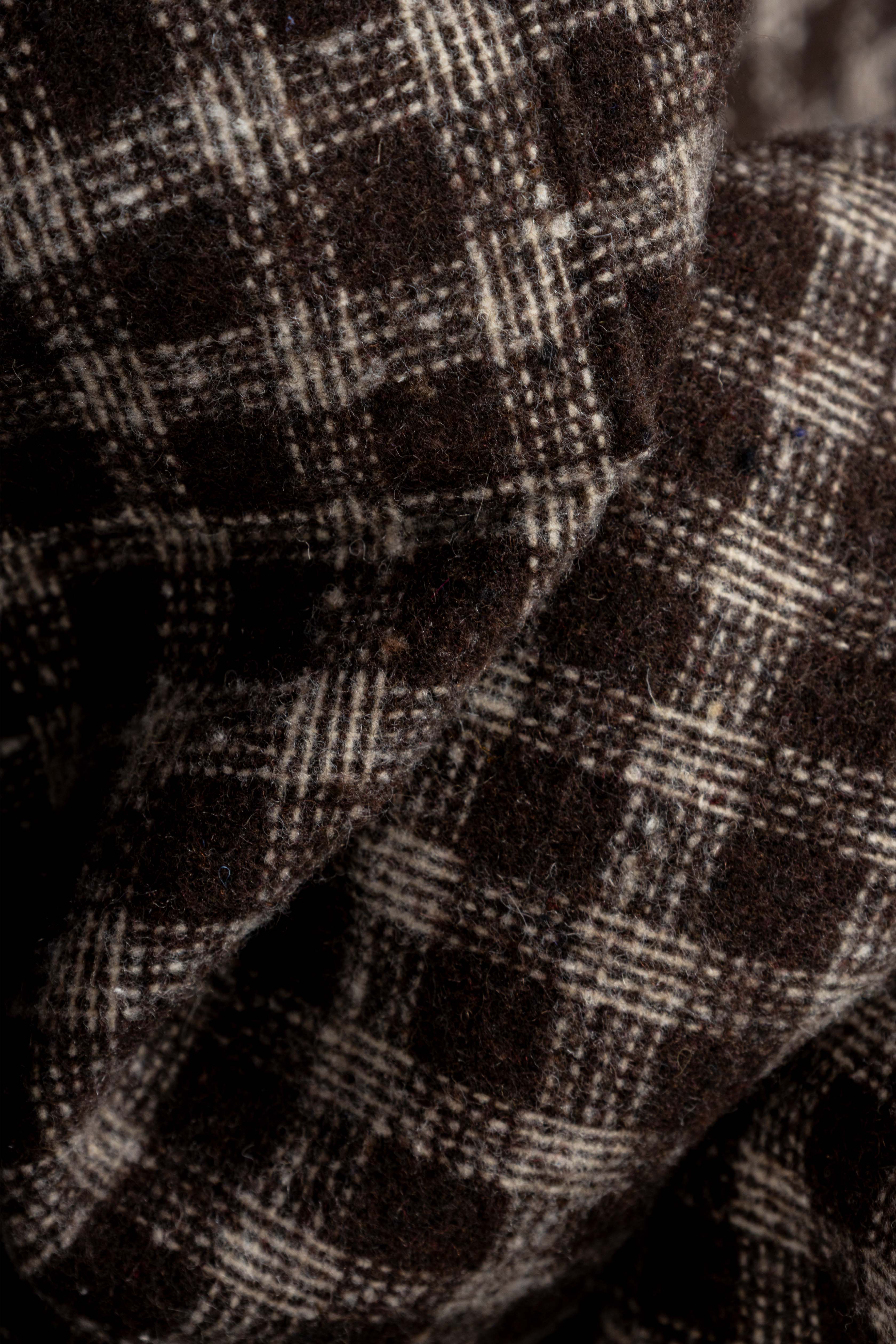 Brown Textured Check Overshirt