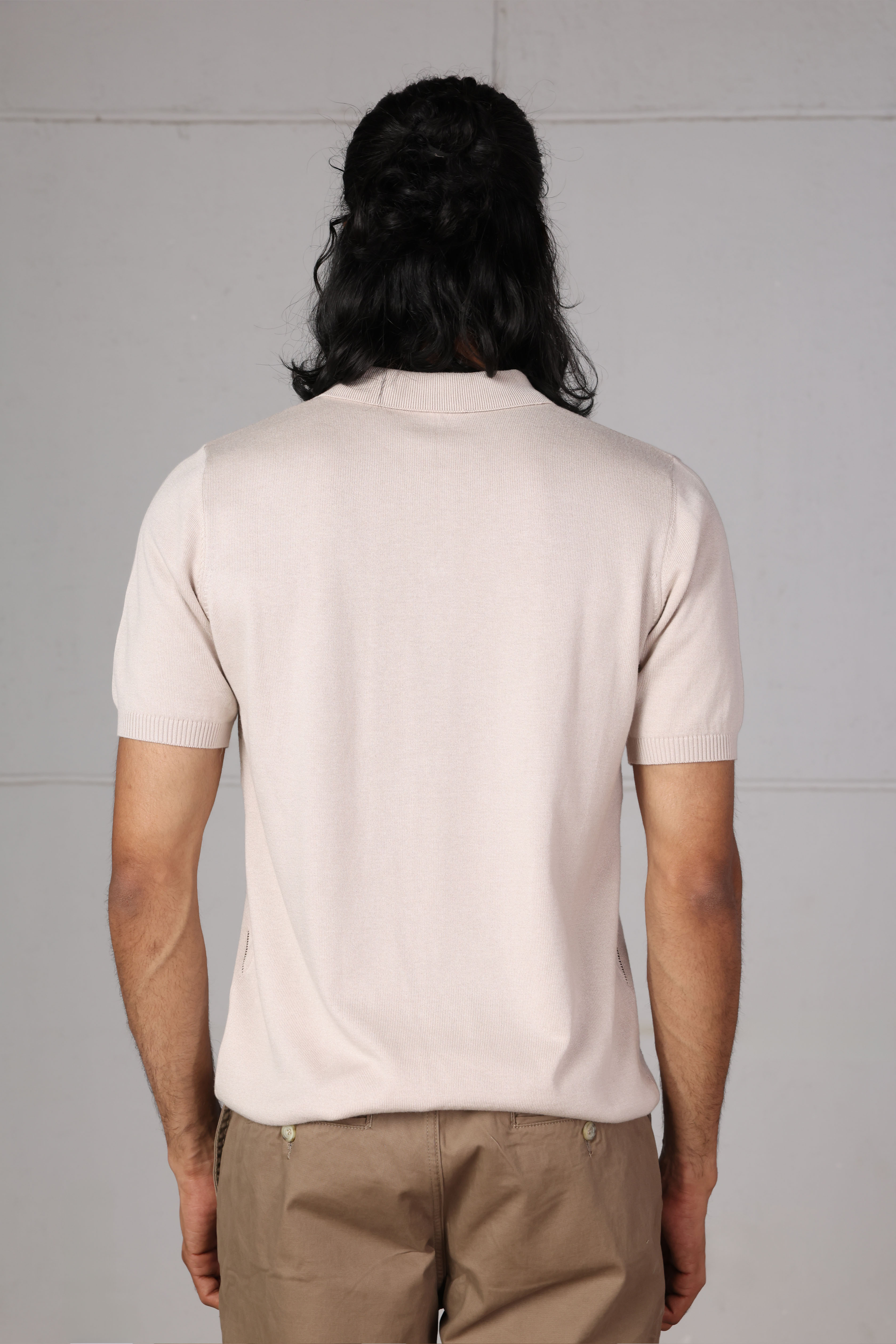 Beige Diamond Knitted Polo