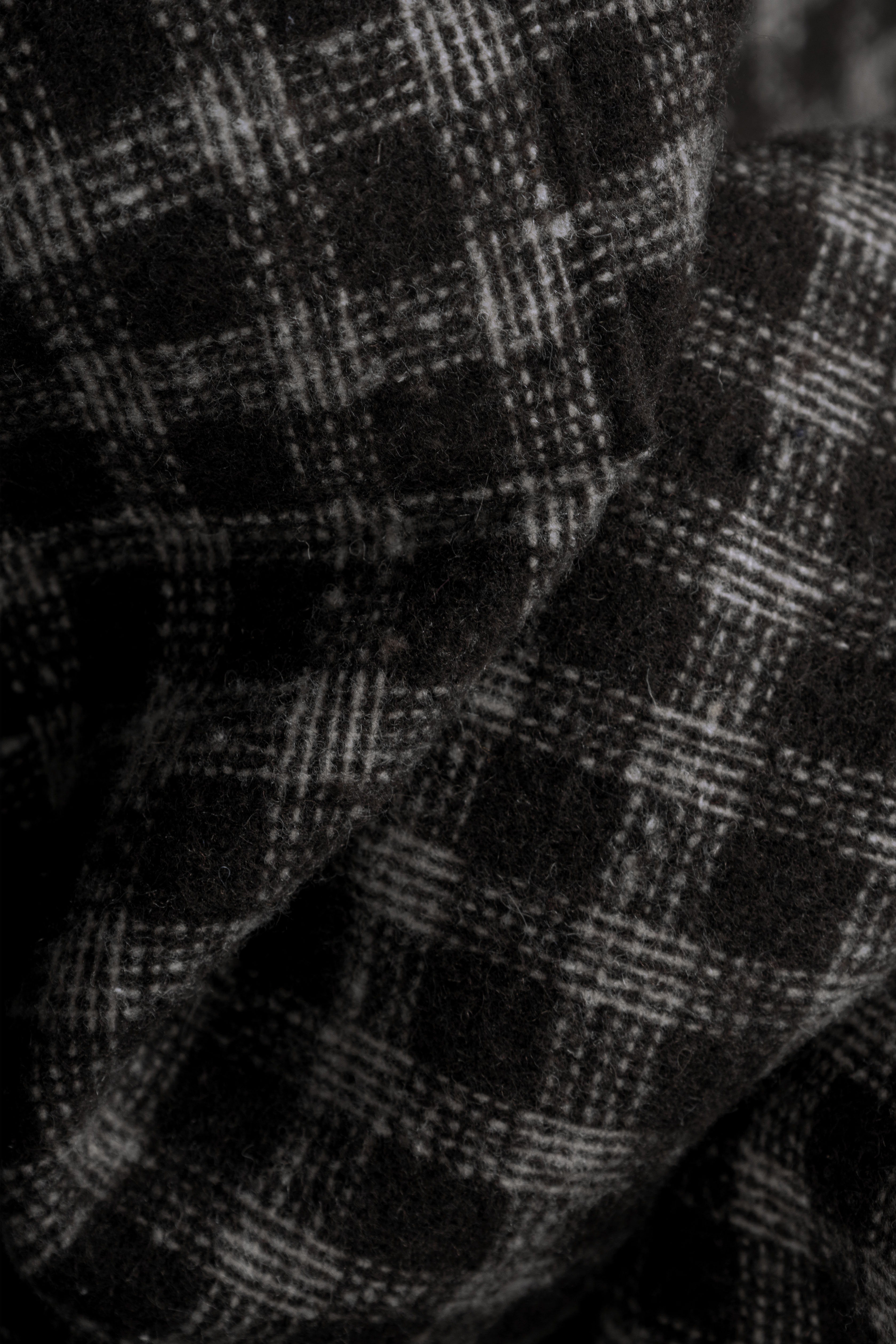 Black Textured Check Overshirt