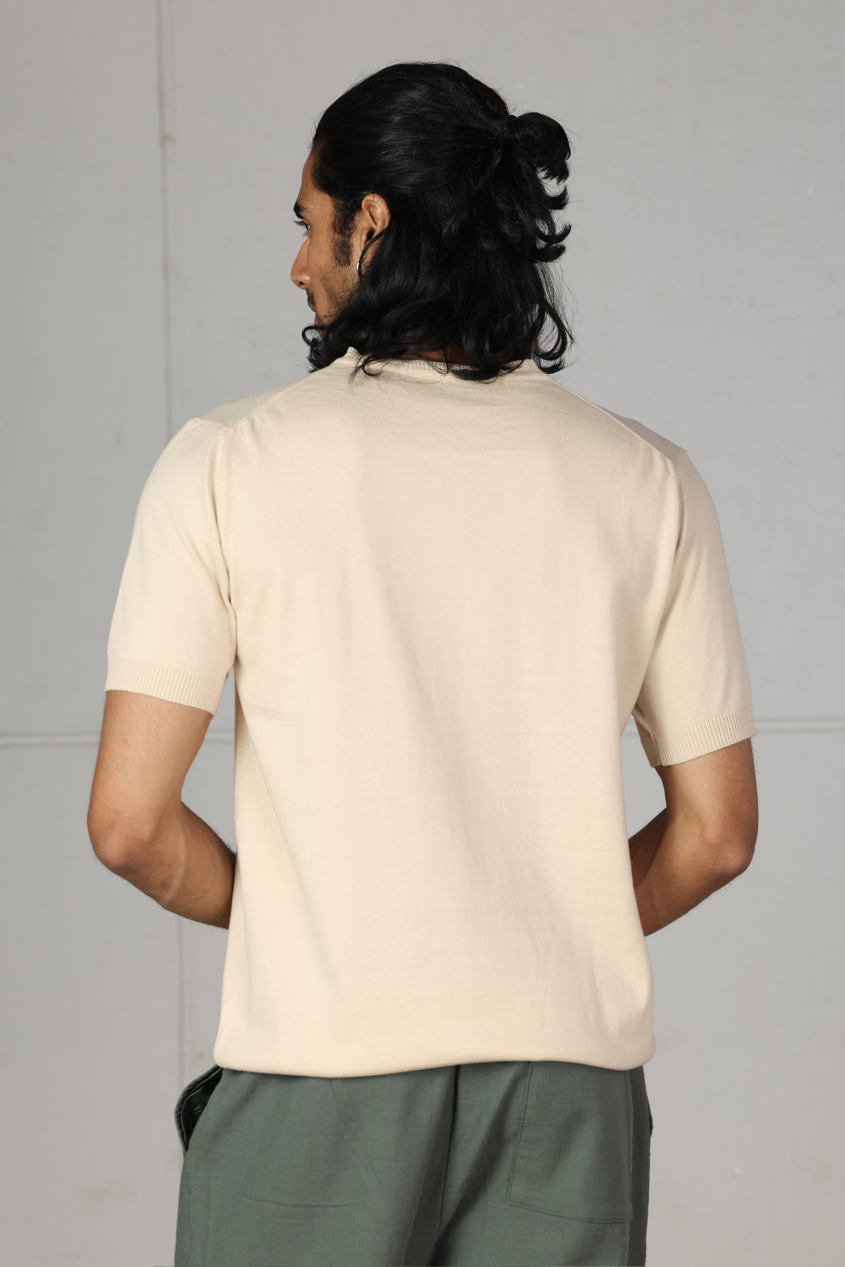 Beige Knit T-Shirt