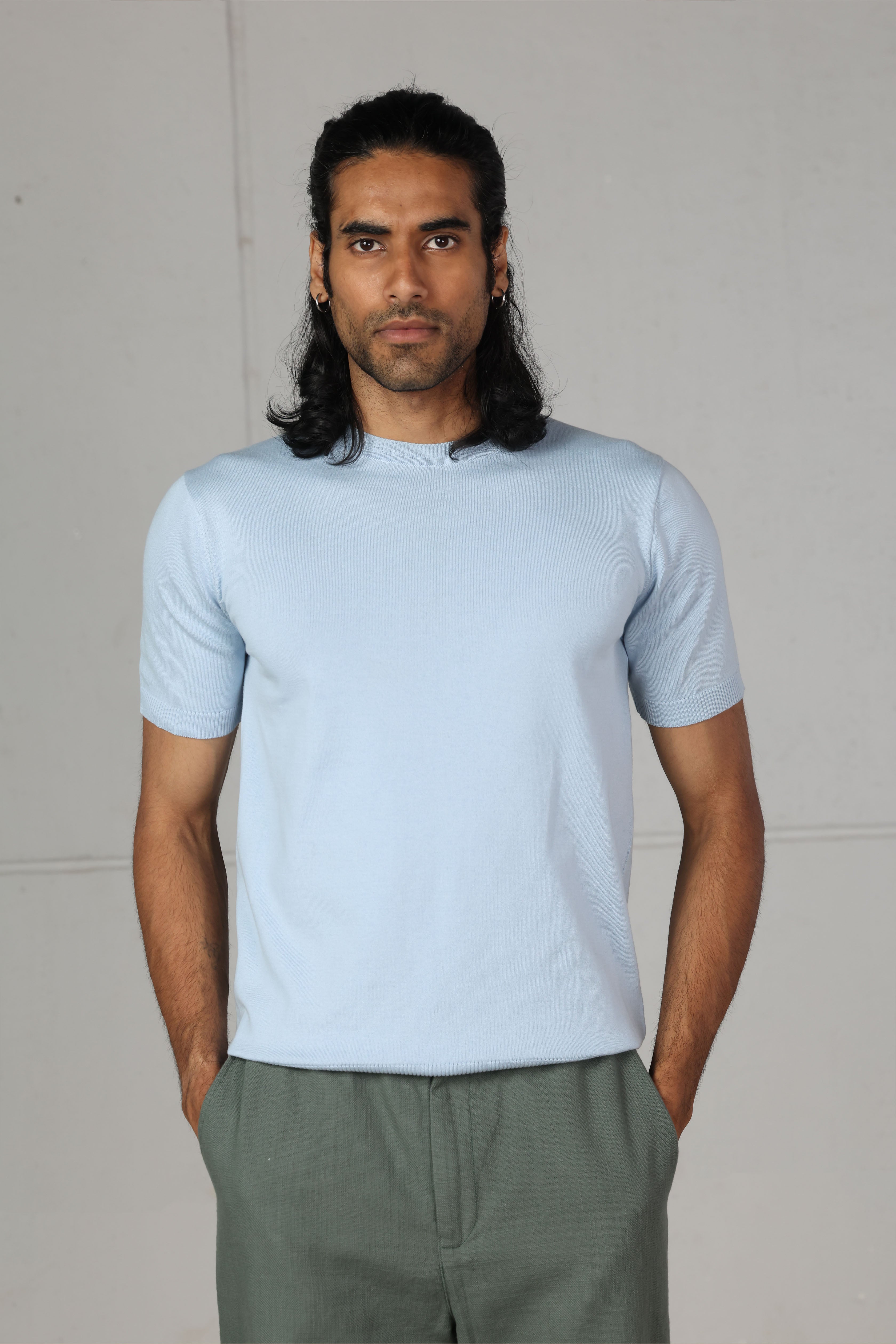 Baby Blue Knit T-Shirt