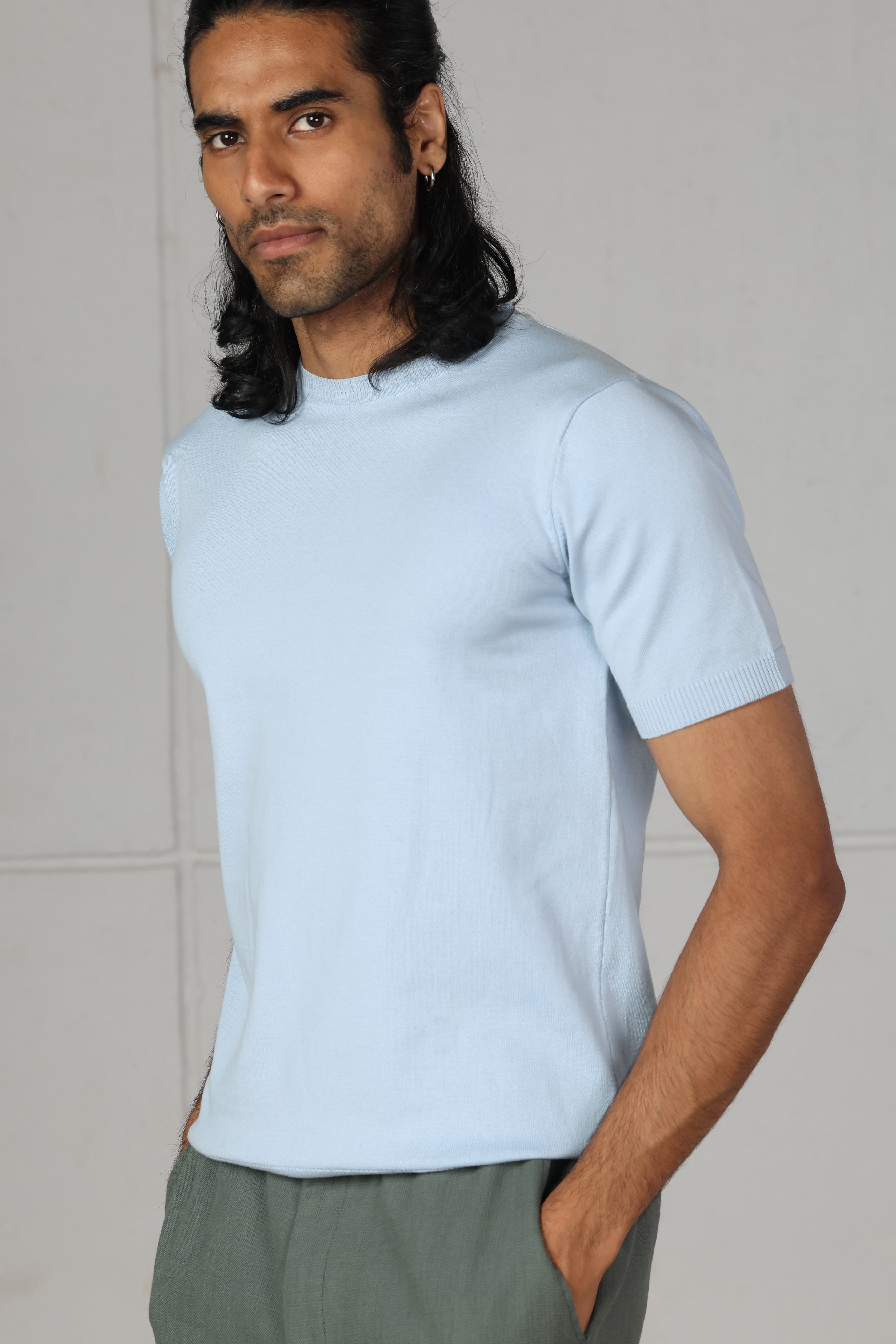 Baby Blue Knit T-Shirt
