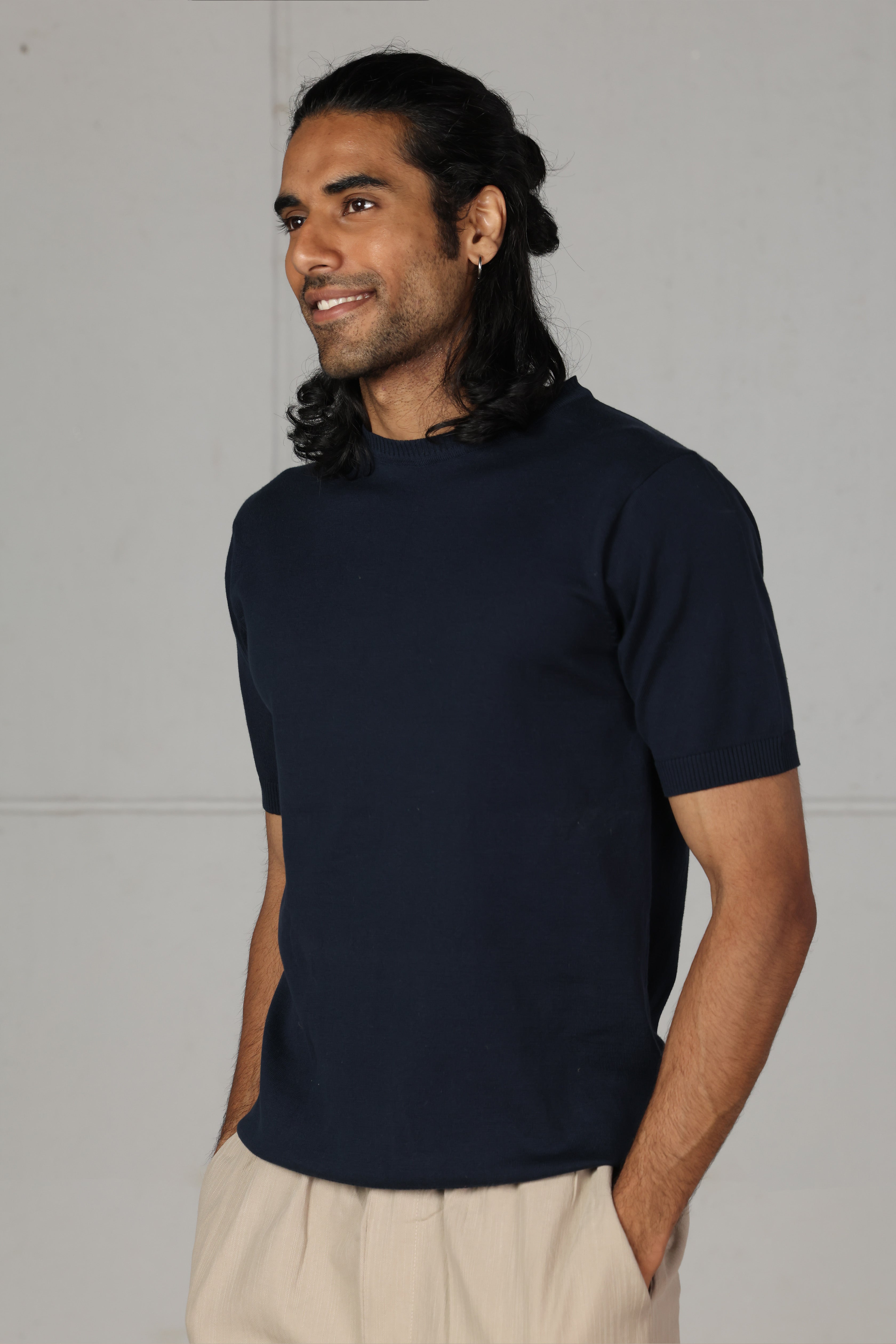 Navy Knit T-Shirt