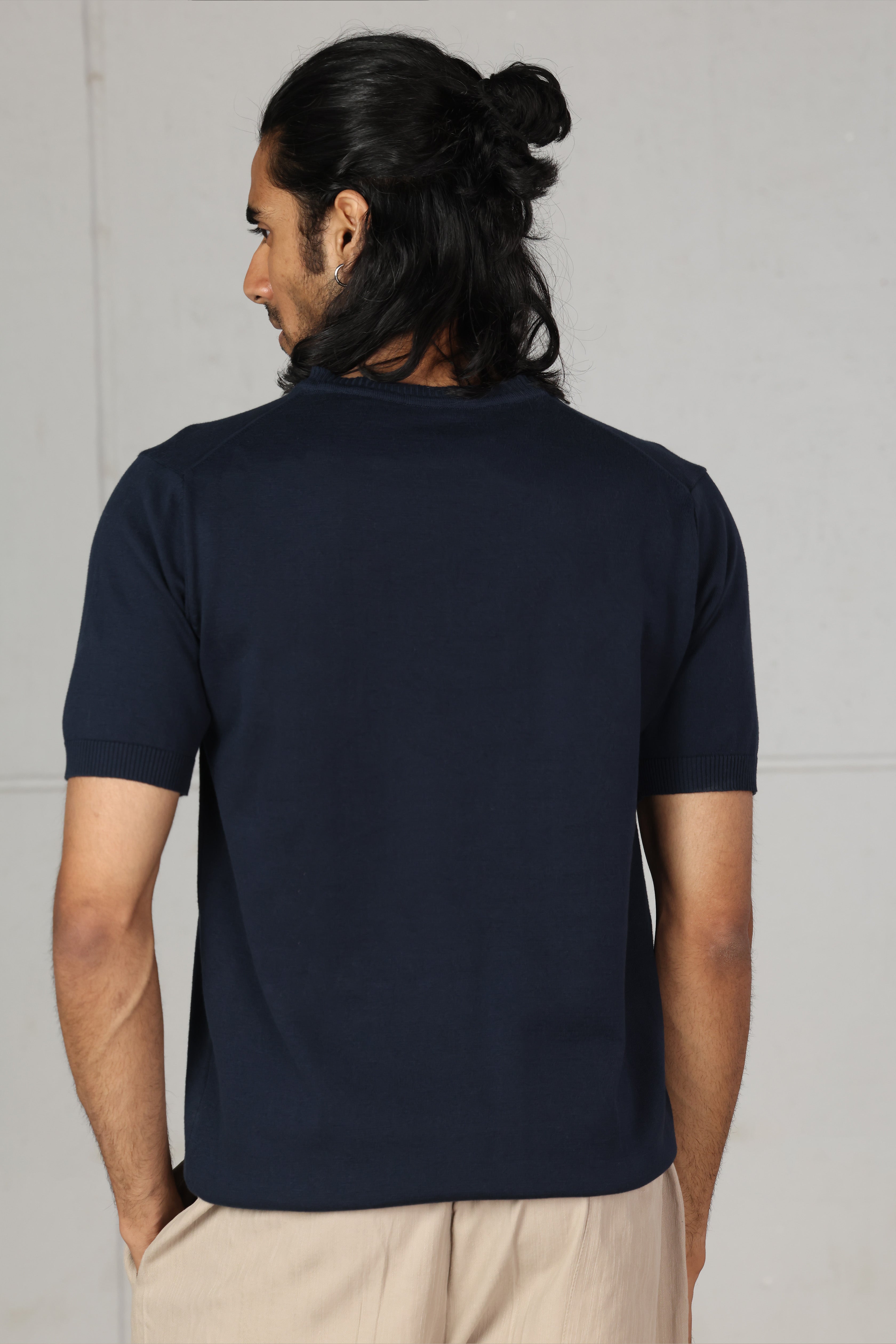 Navy Knit T-Shirt