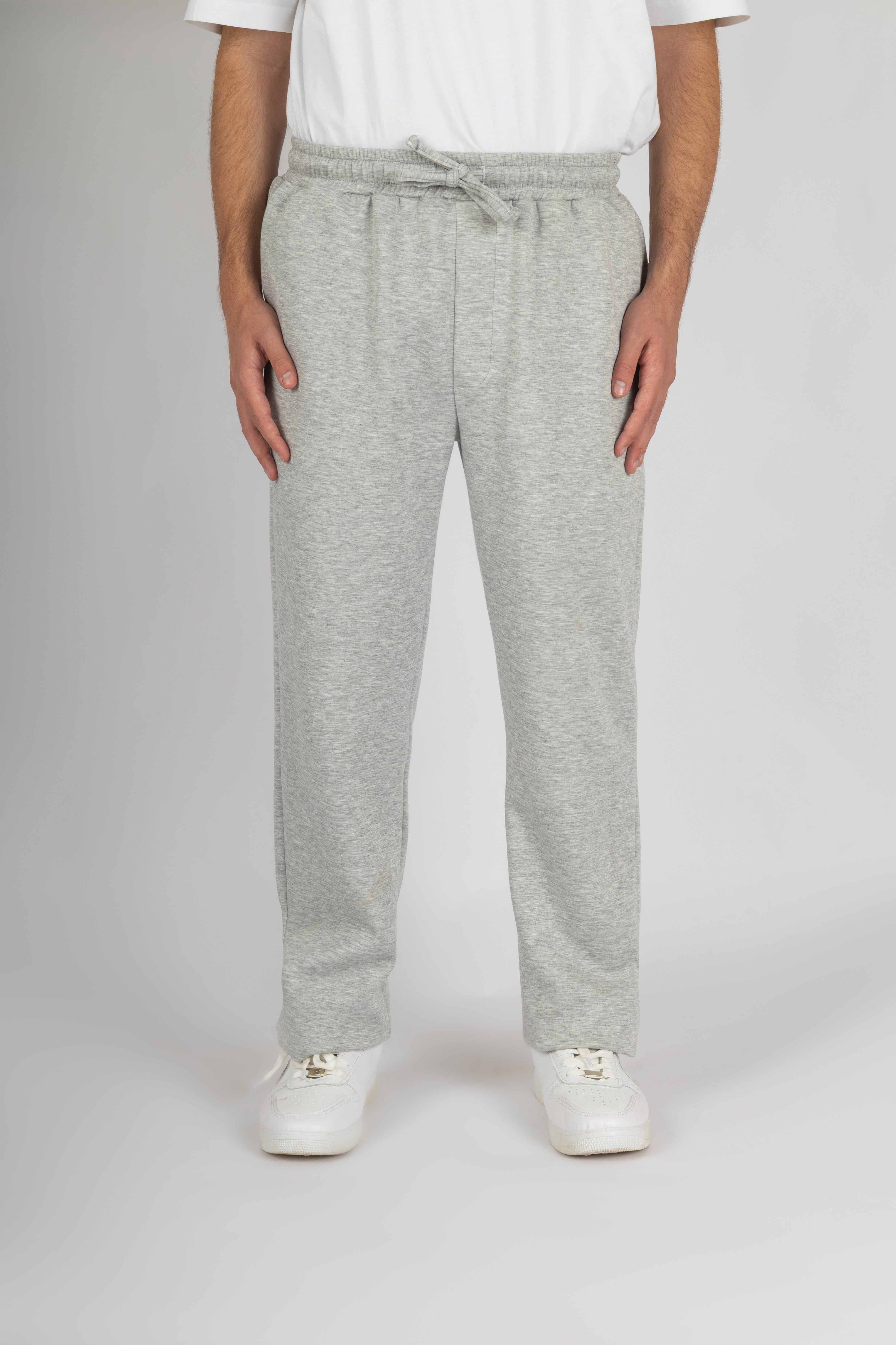 Grey Relaxed Wide-Leg Joggers
