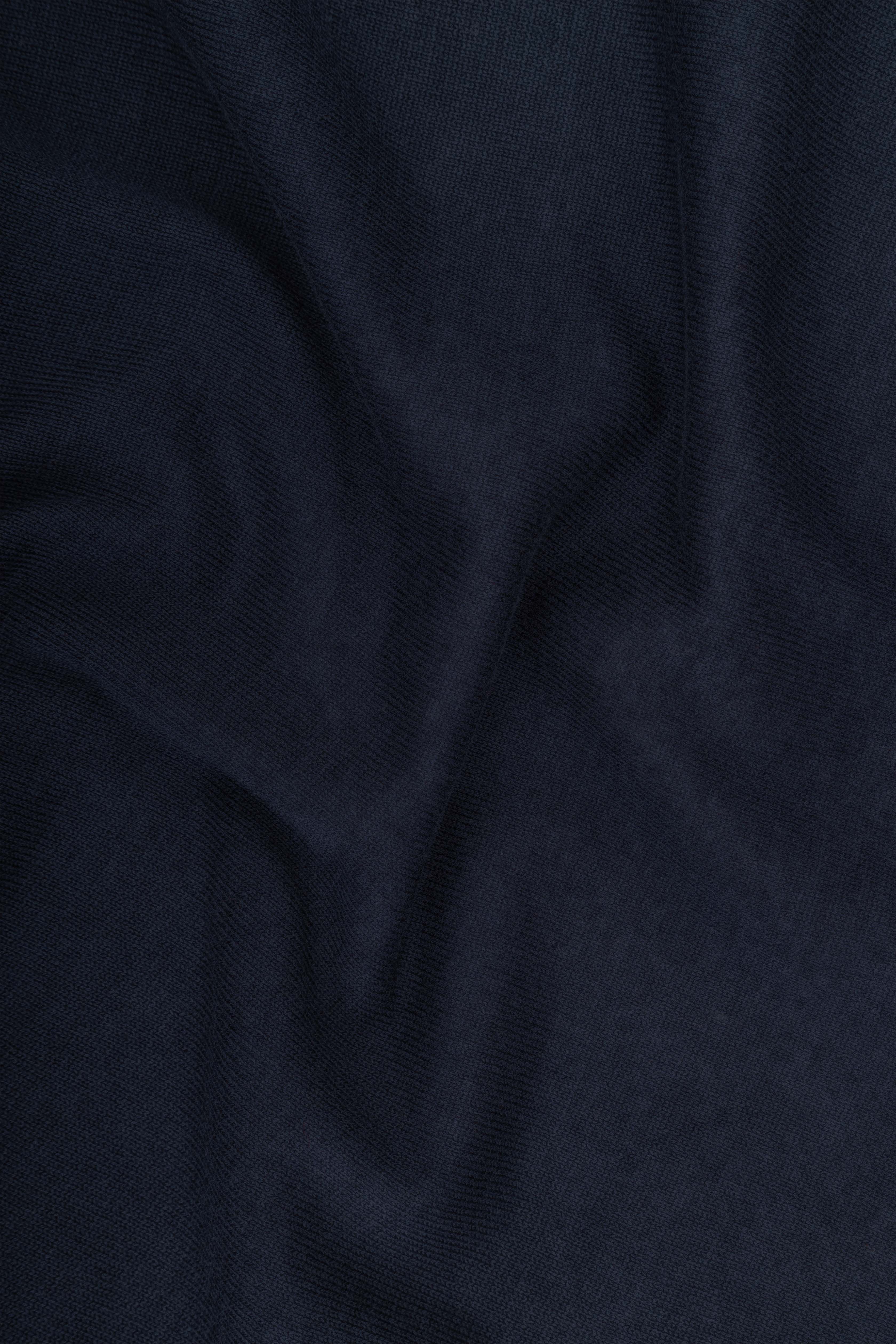 Navy V-Neck Knitted Polo