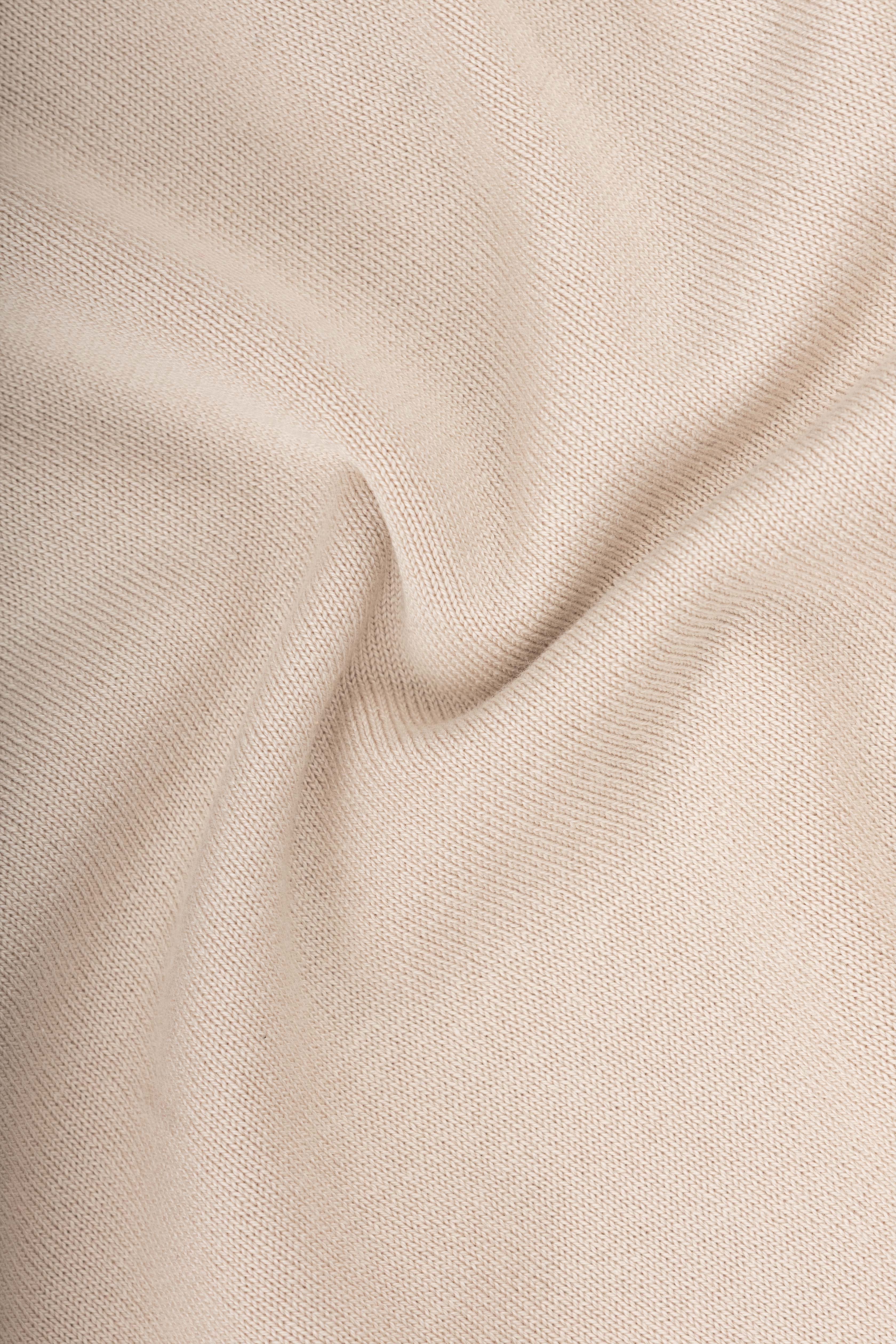 Beige V-Neck Knitted Polo