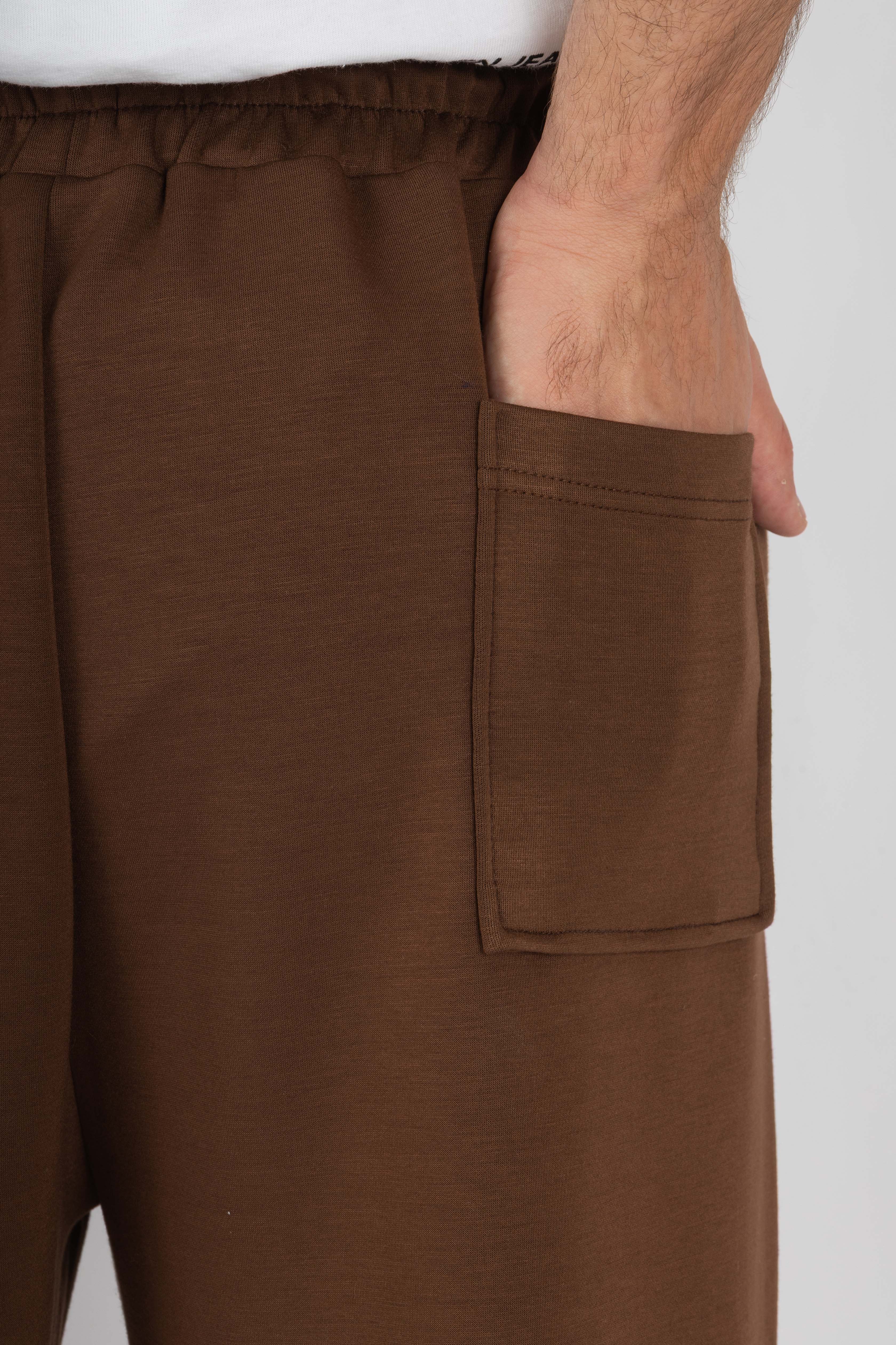 Brown Relaxed Wide-Leg Joggers