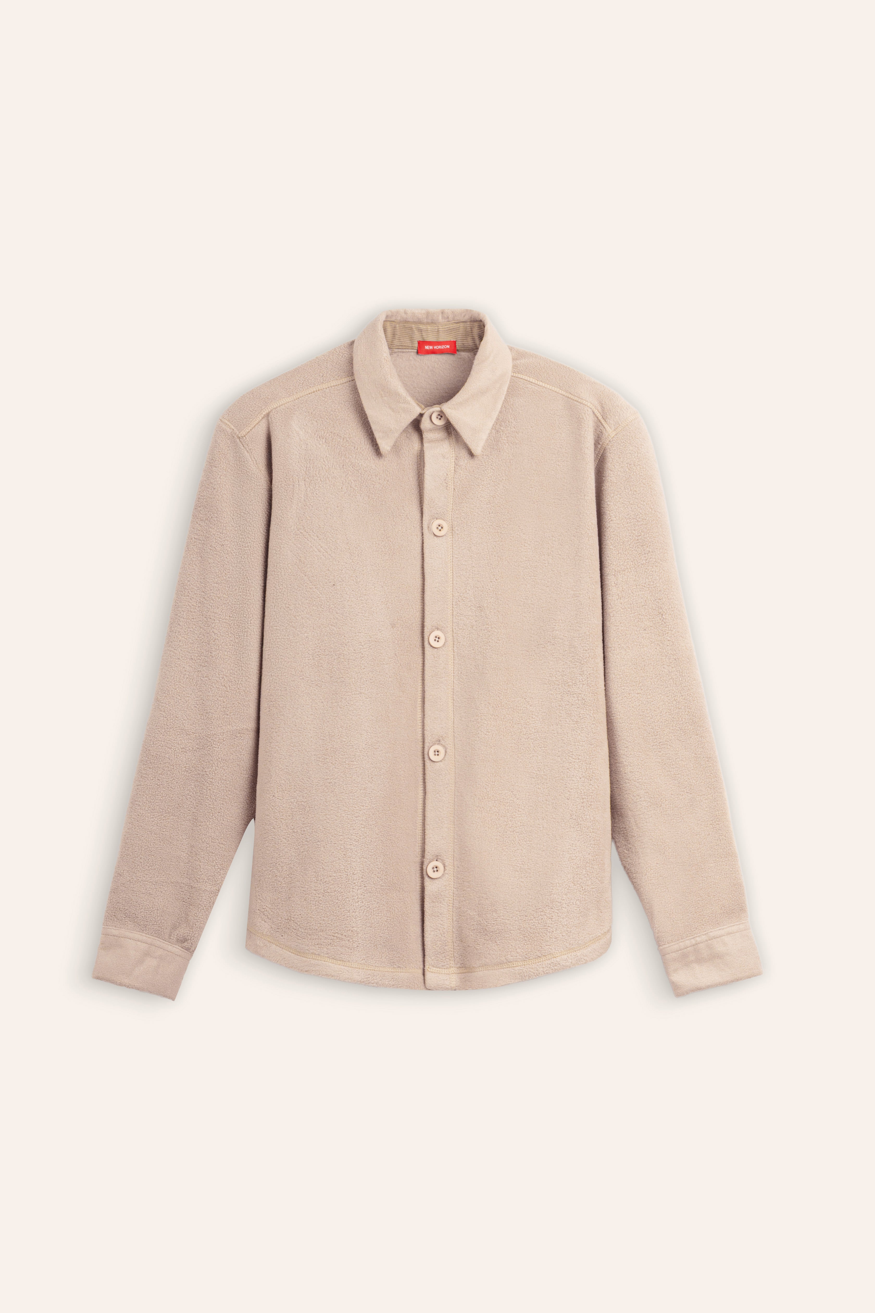 Beige Shearling-Effect Overshirt