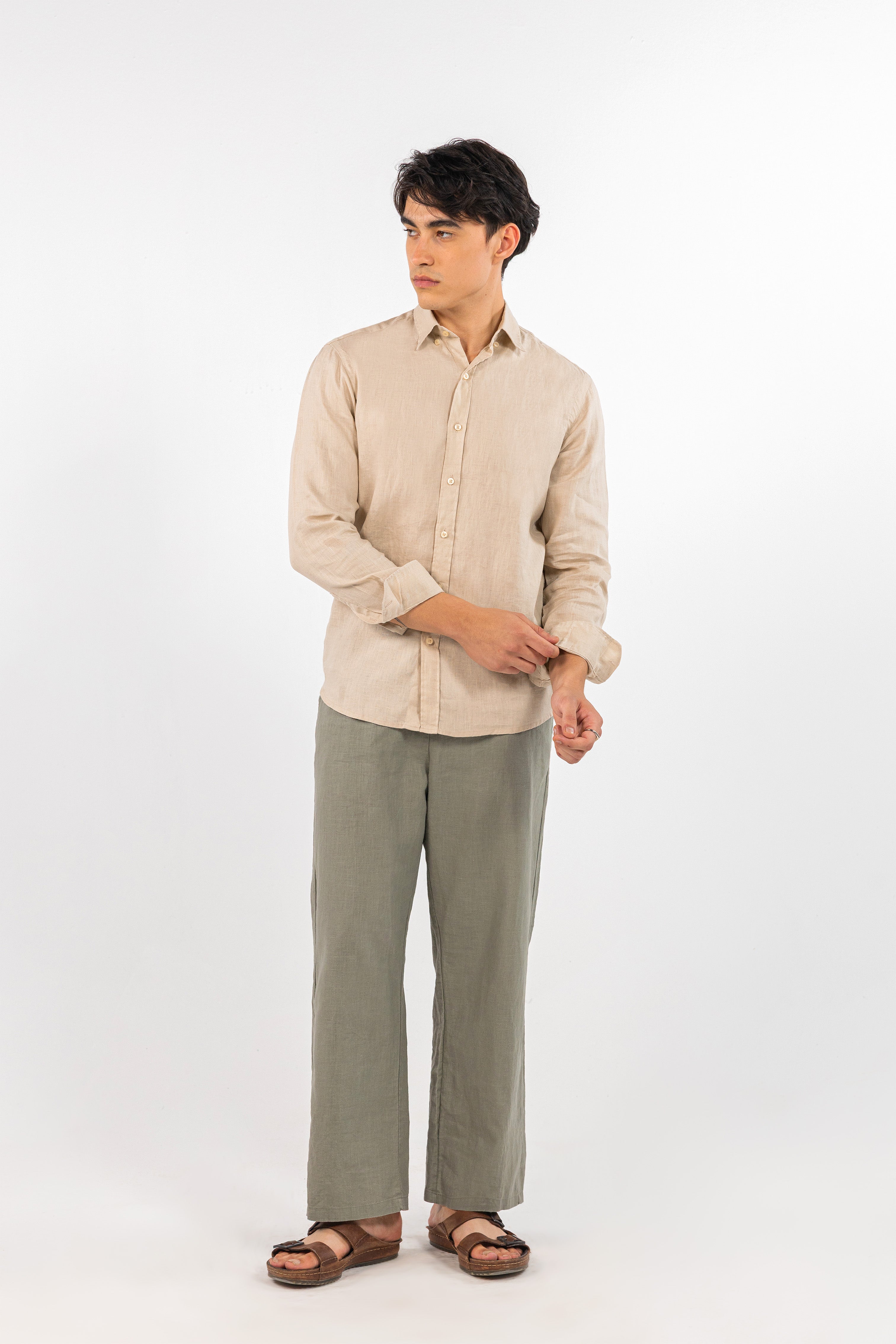 Beige Pure Linen Shirt