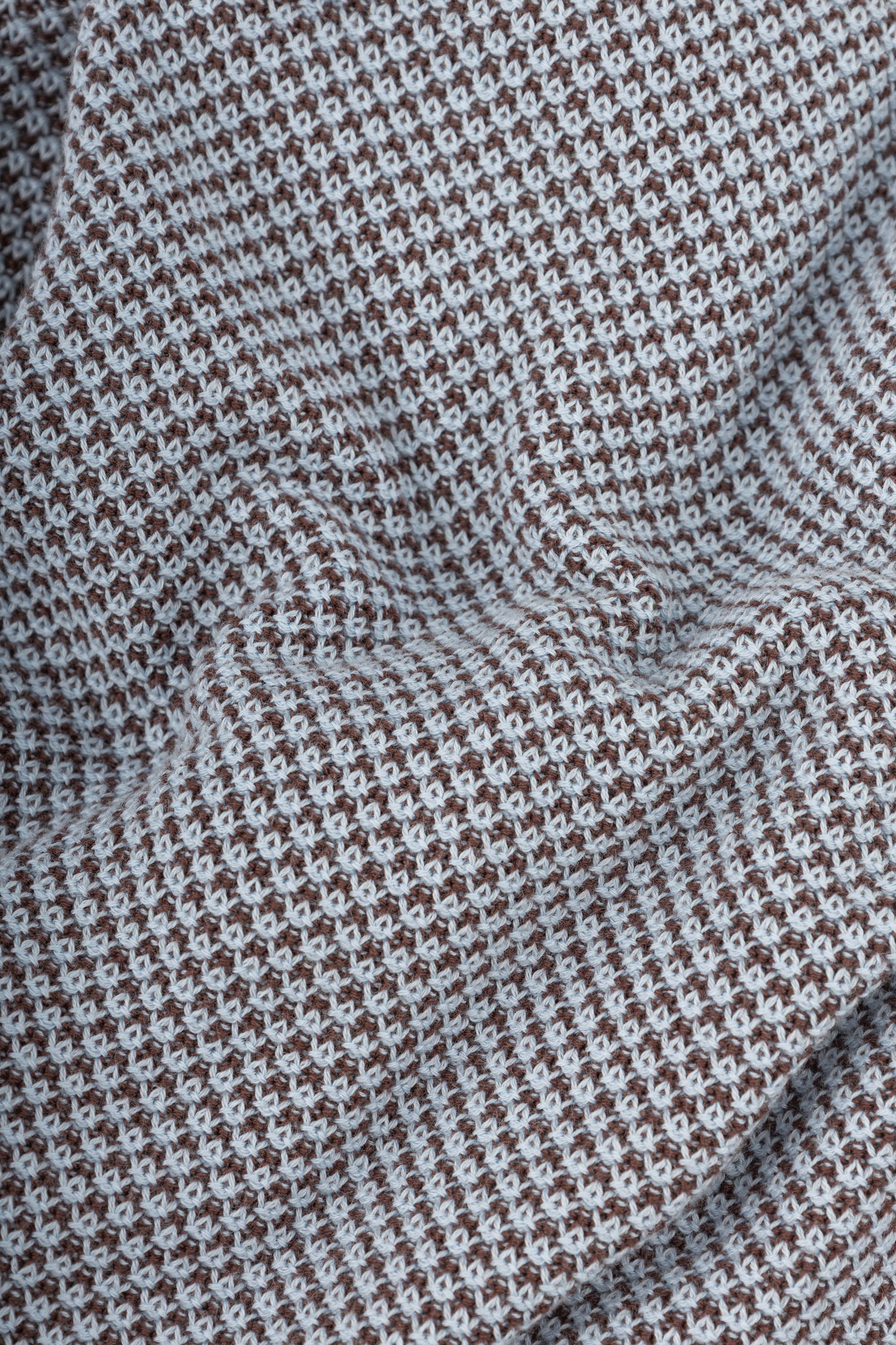 Brown Jacquard Zipped Polo