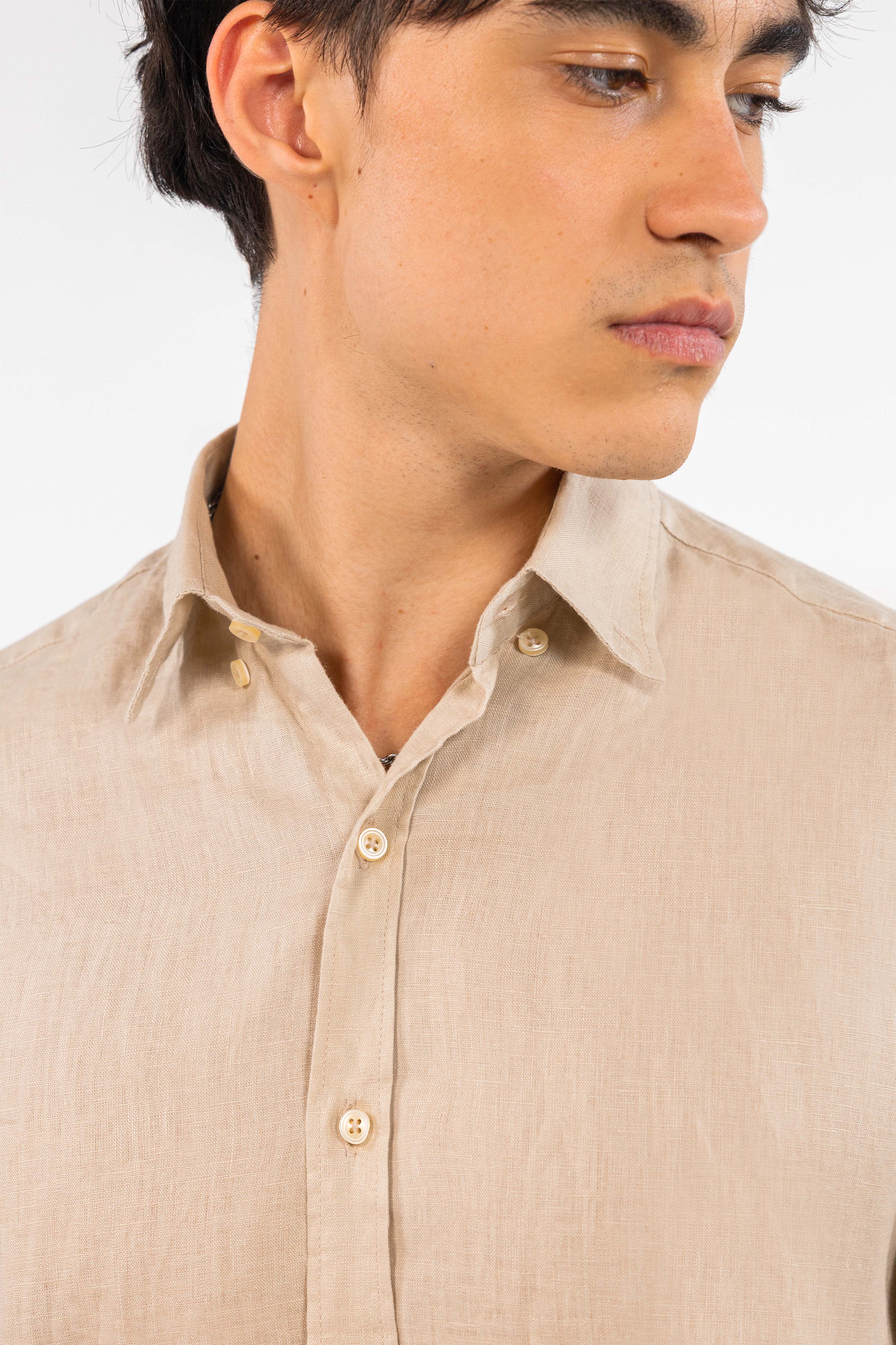 Beige Pure Linen Shirt