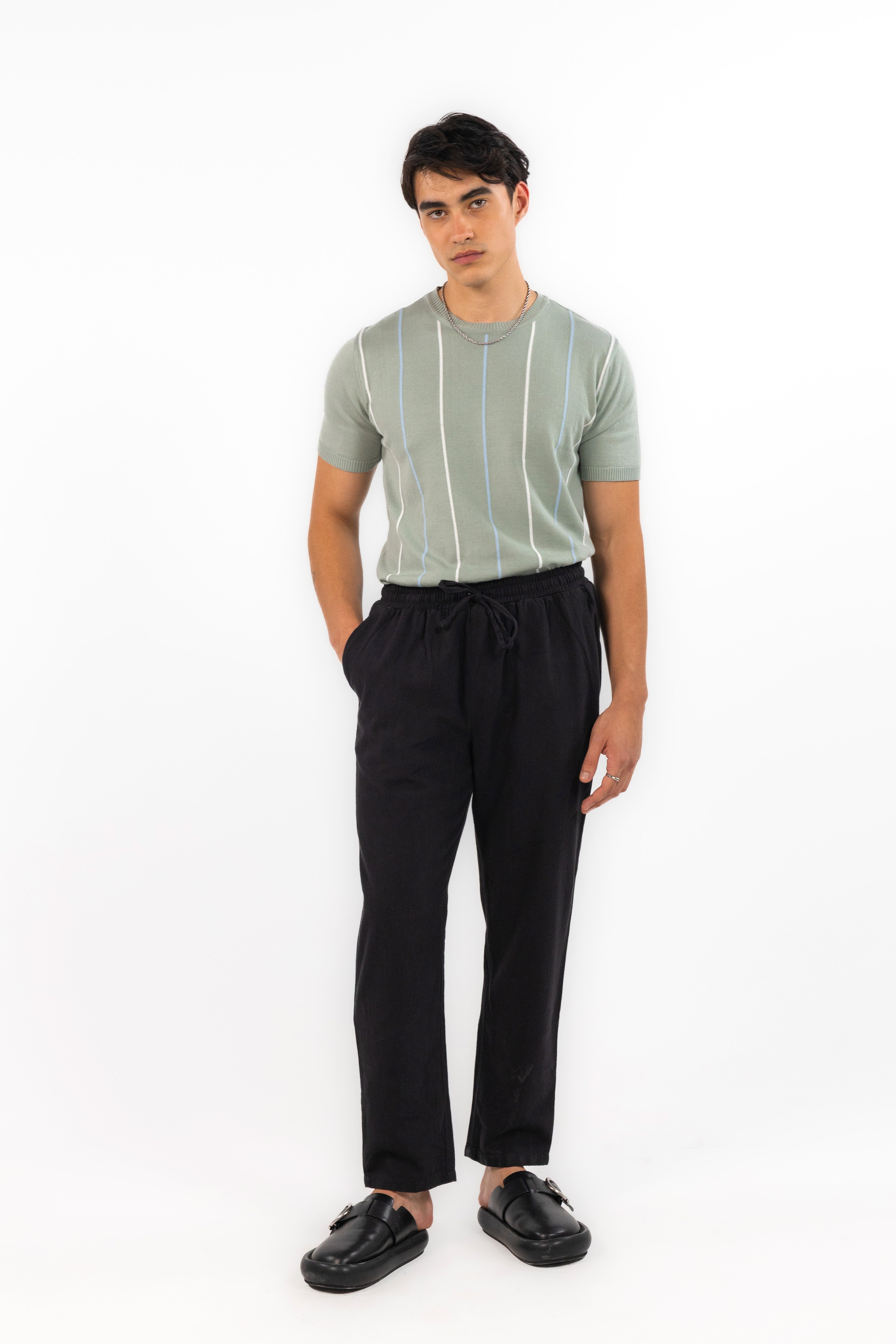 Black Textured Trousers