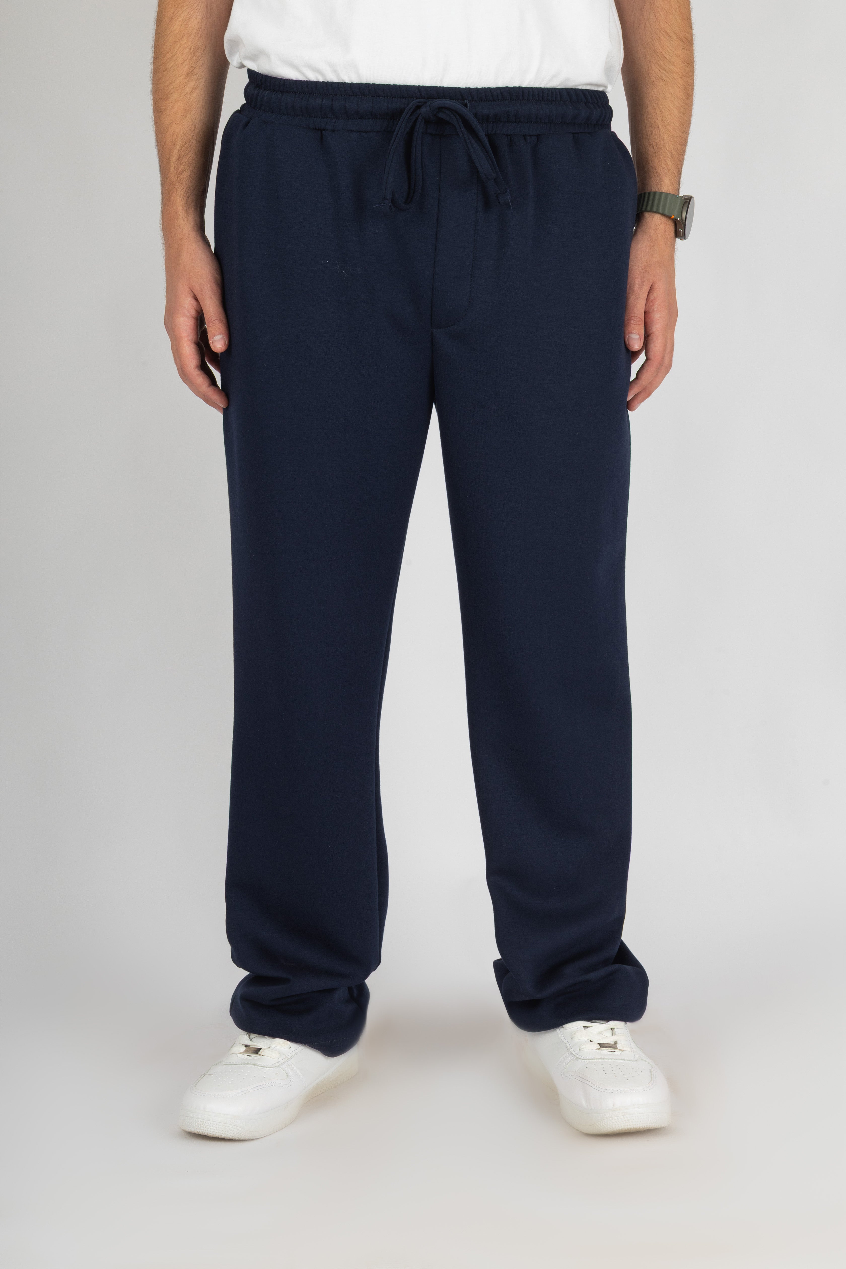Navy Relaxed Wide-Leg Joggers