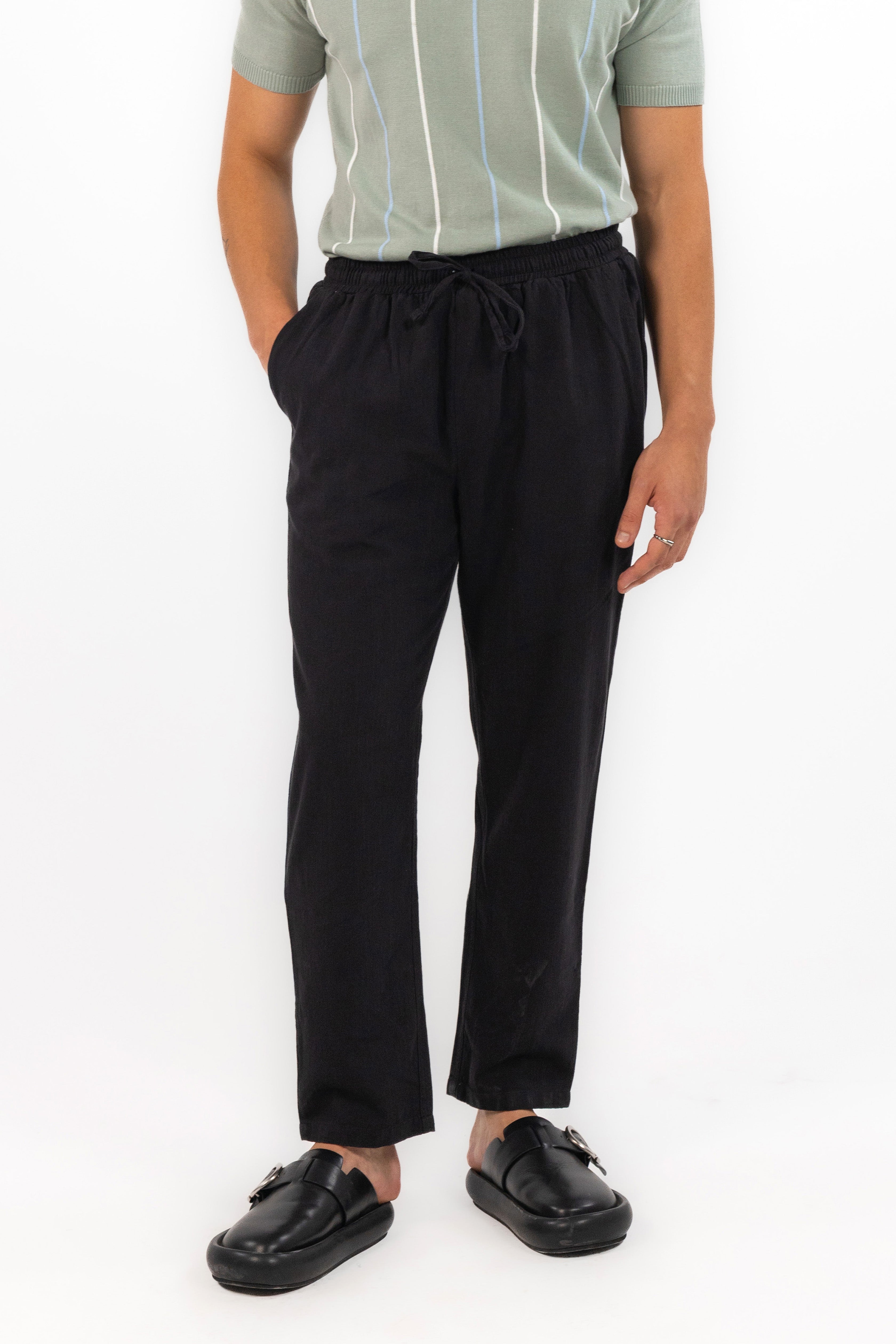 Black Textured Trousers