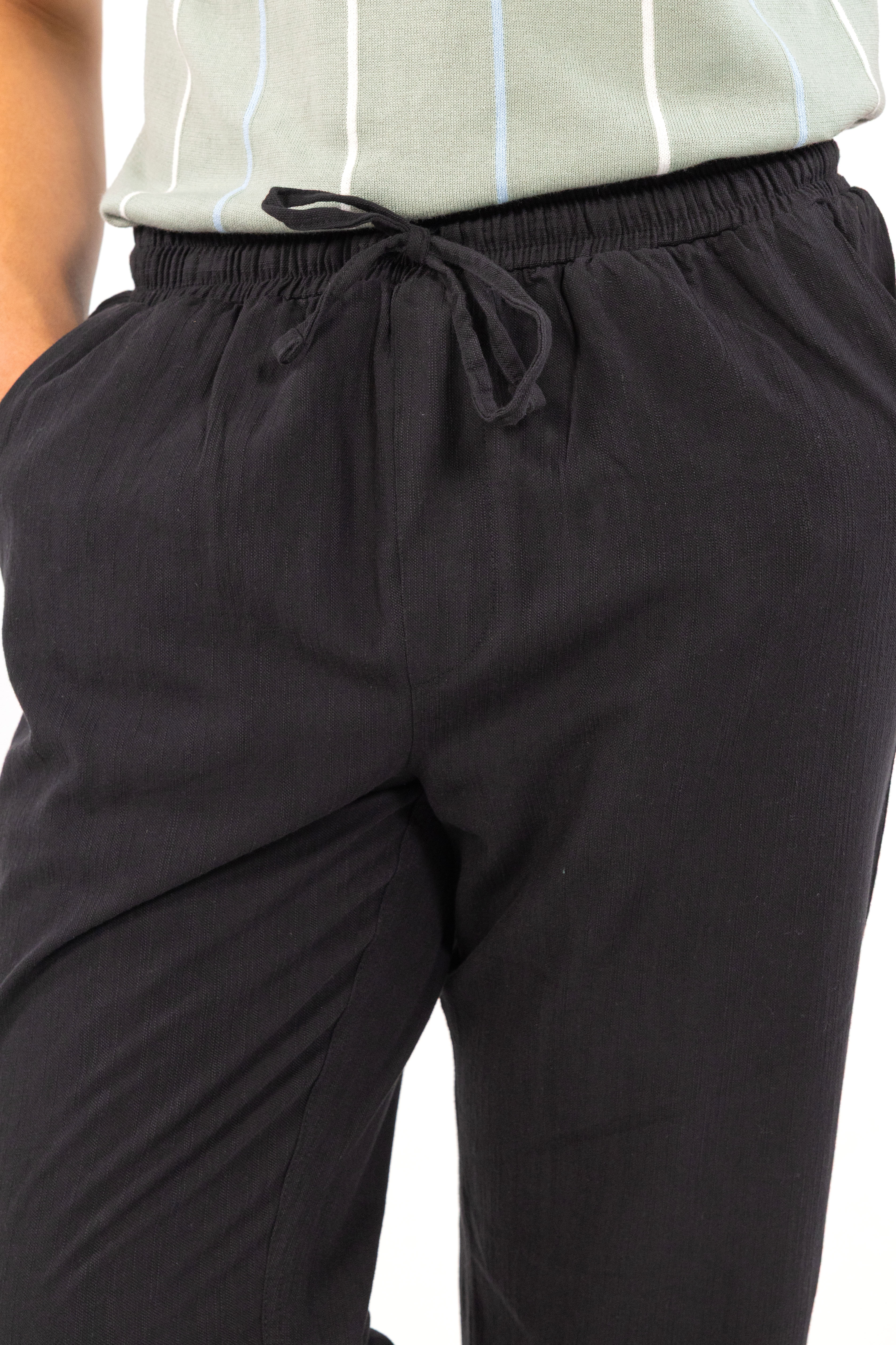 Black Textured Trousers