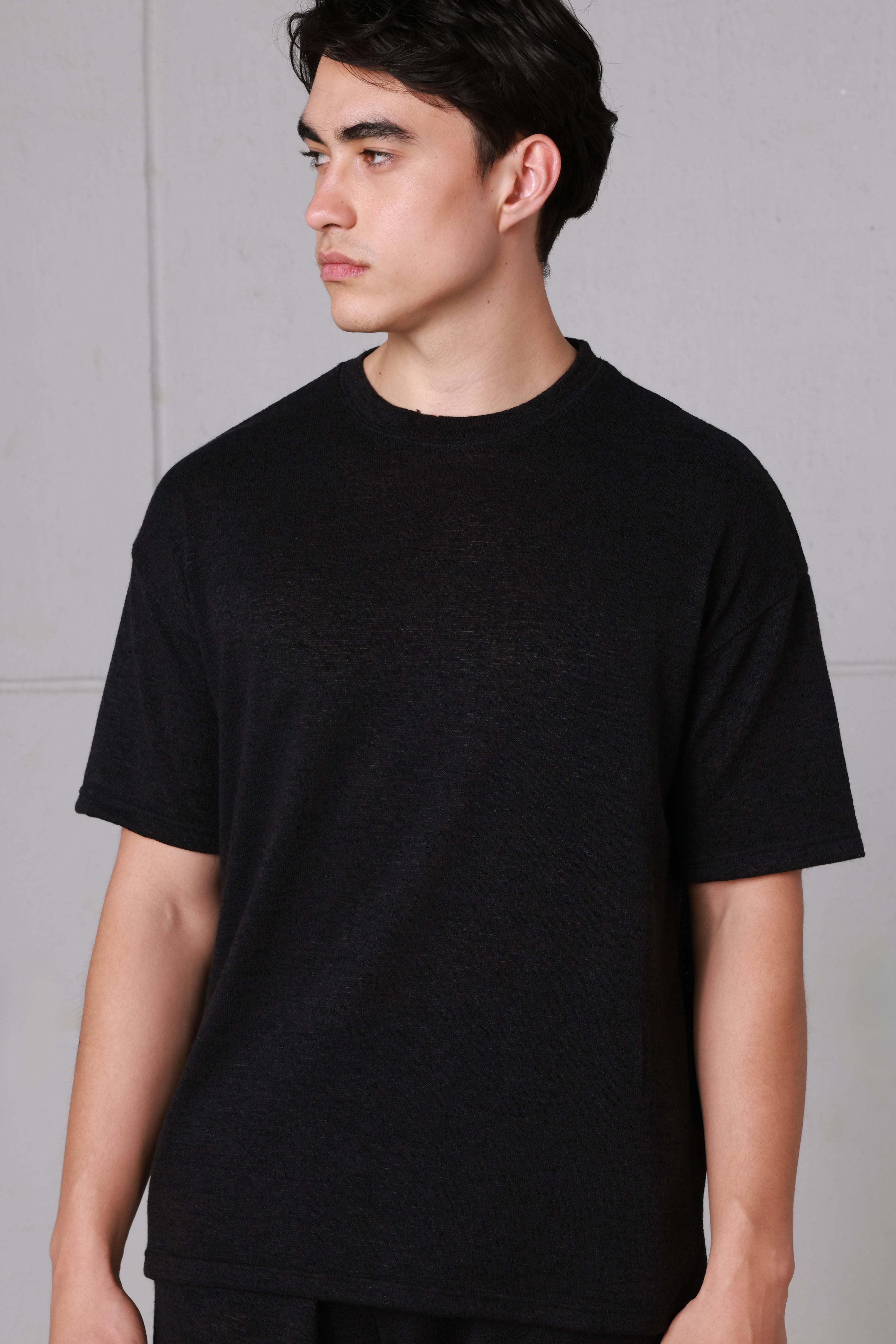 Black Textured Relaxed Set