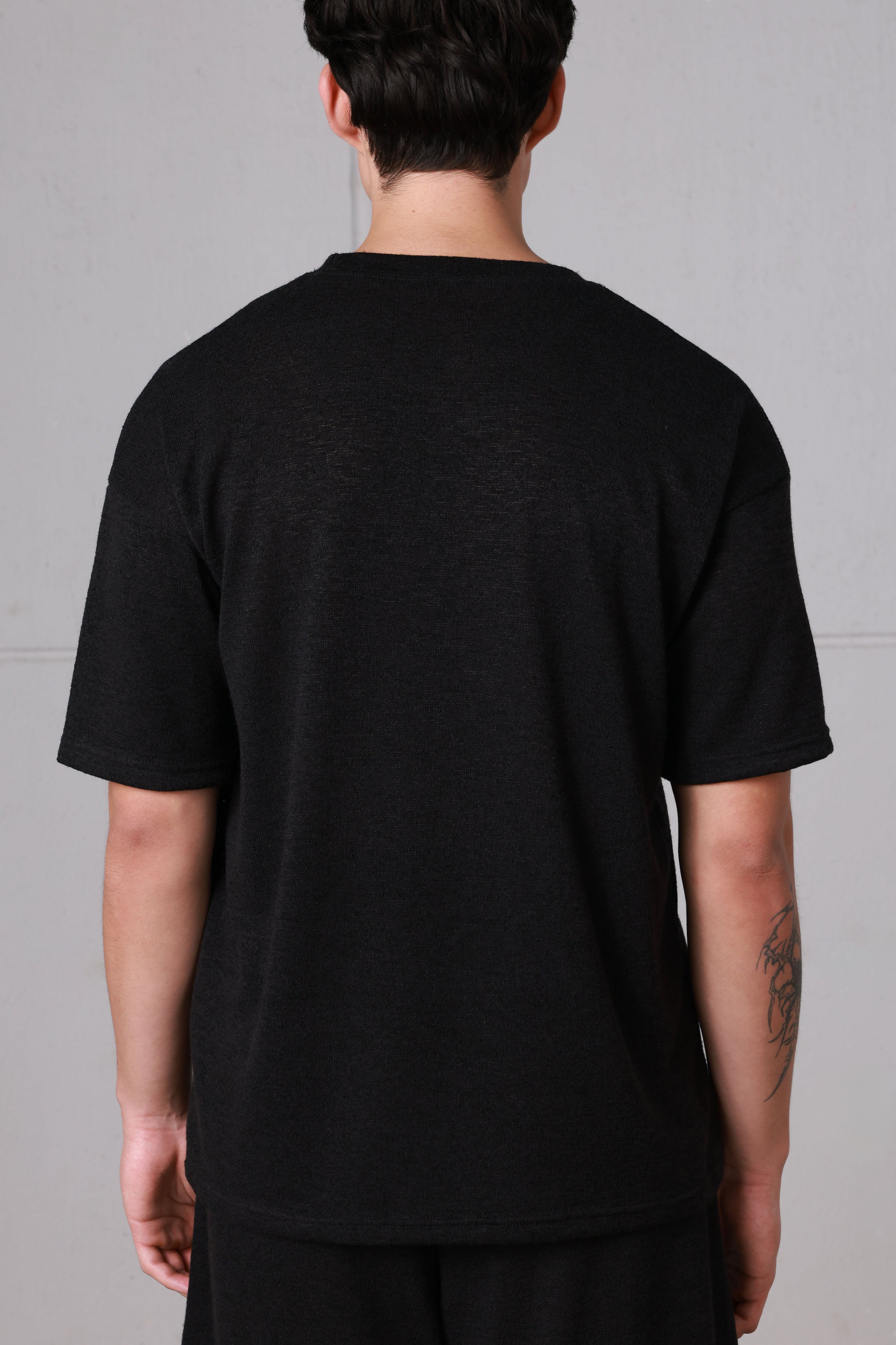Black Textured Relaxed Set