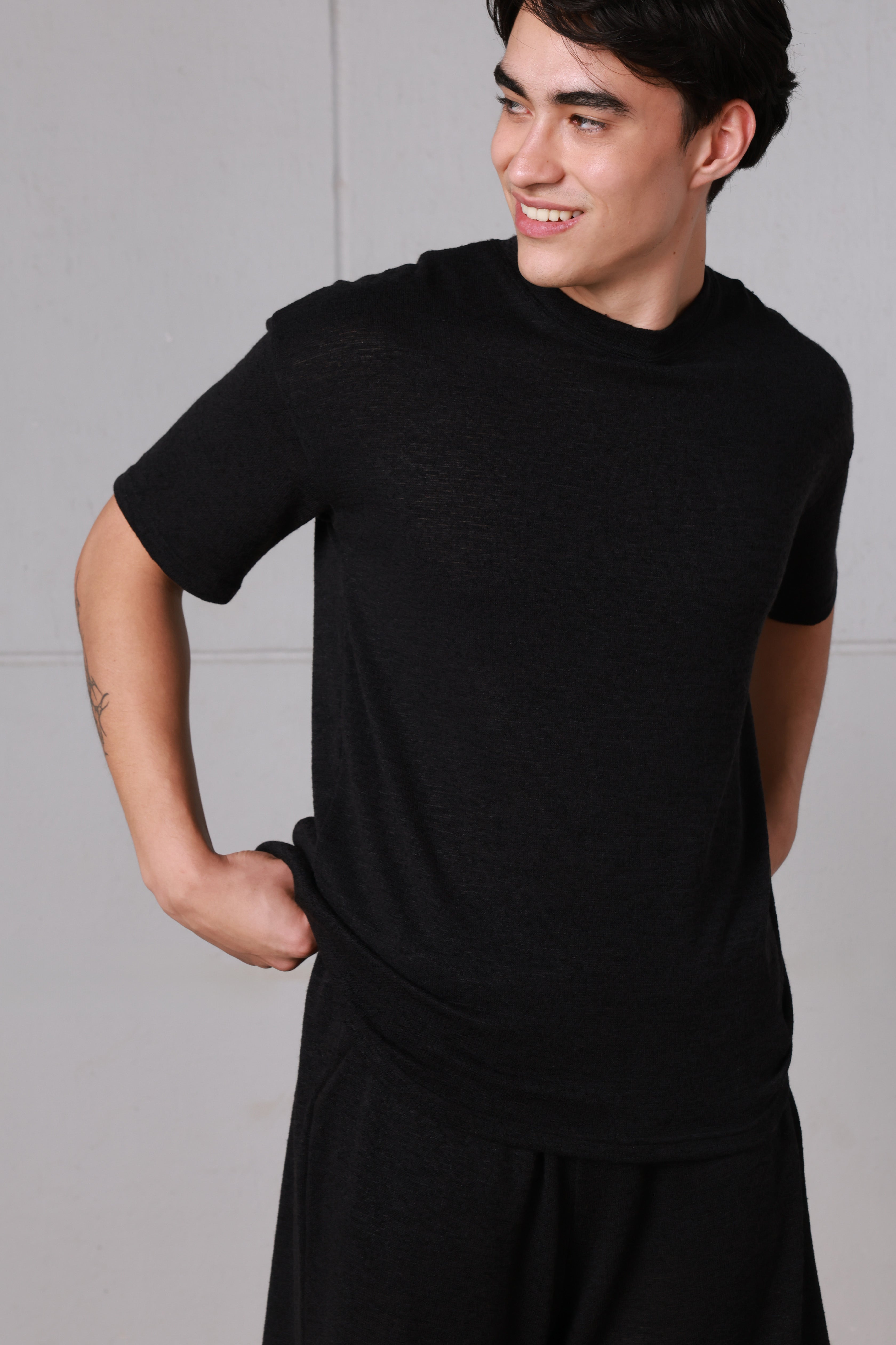 Black Textured Relaxed Set