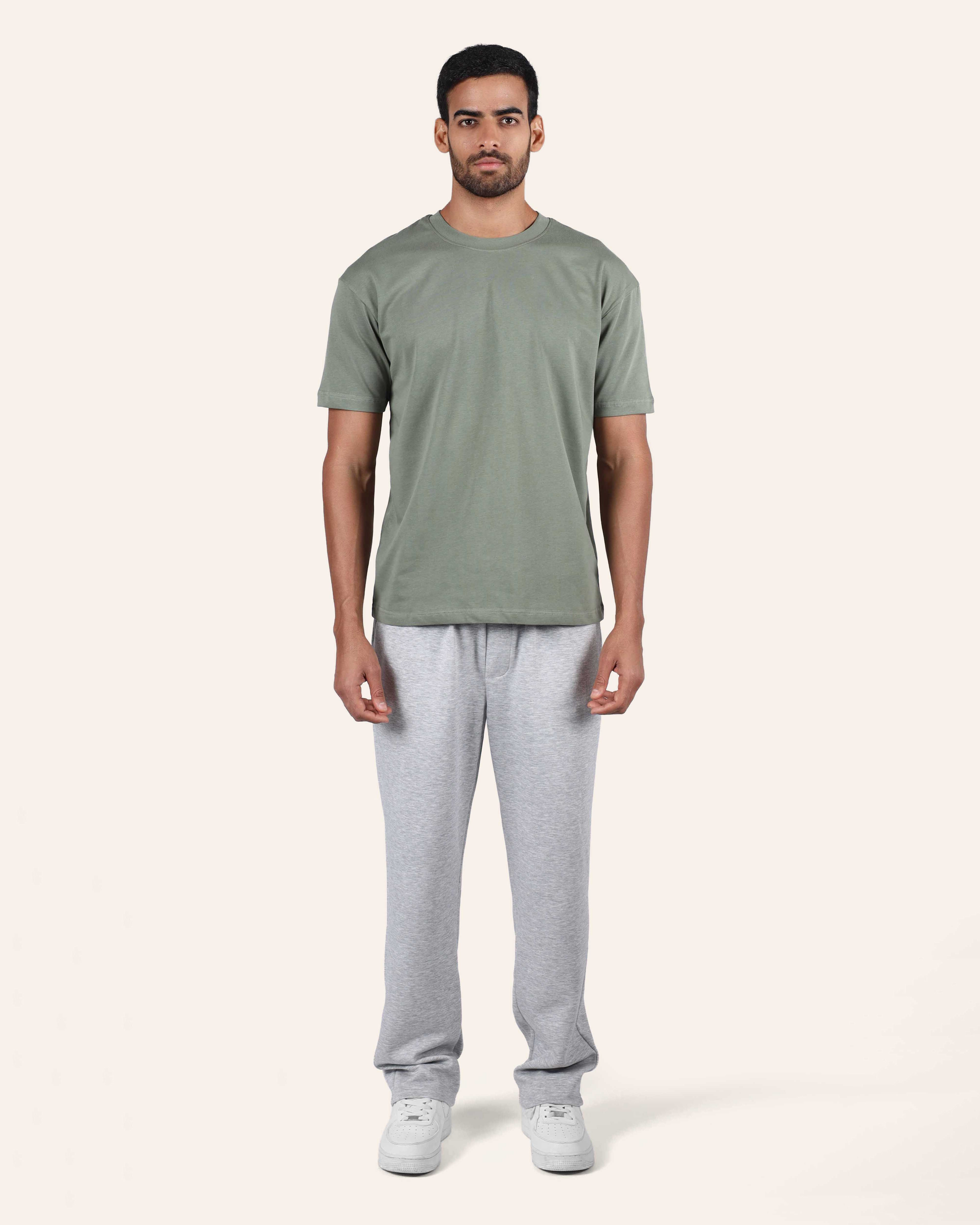 Grey Relaxed Wide-Leg Joggers