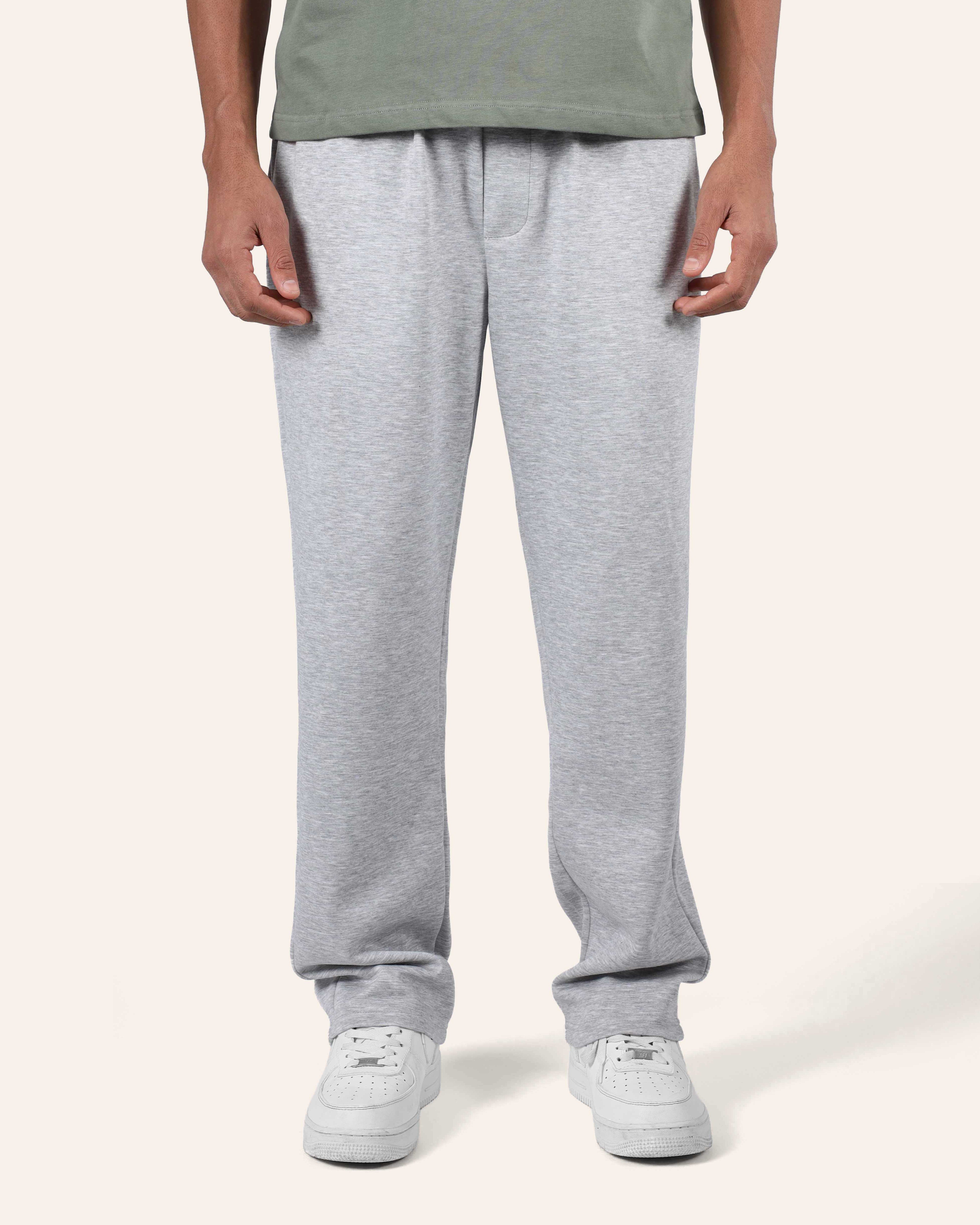 Grey Relaxed Wide-Leg Joggers