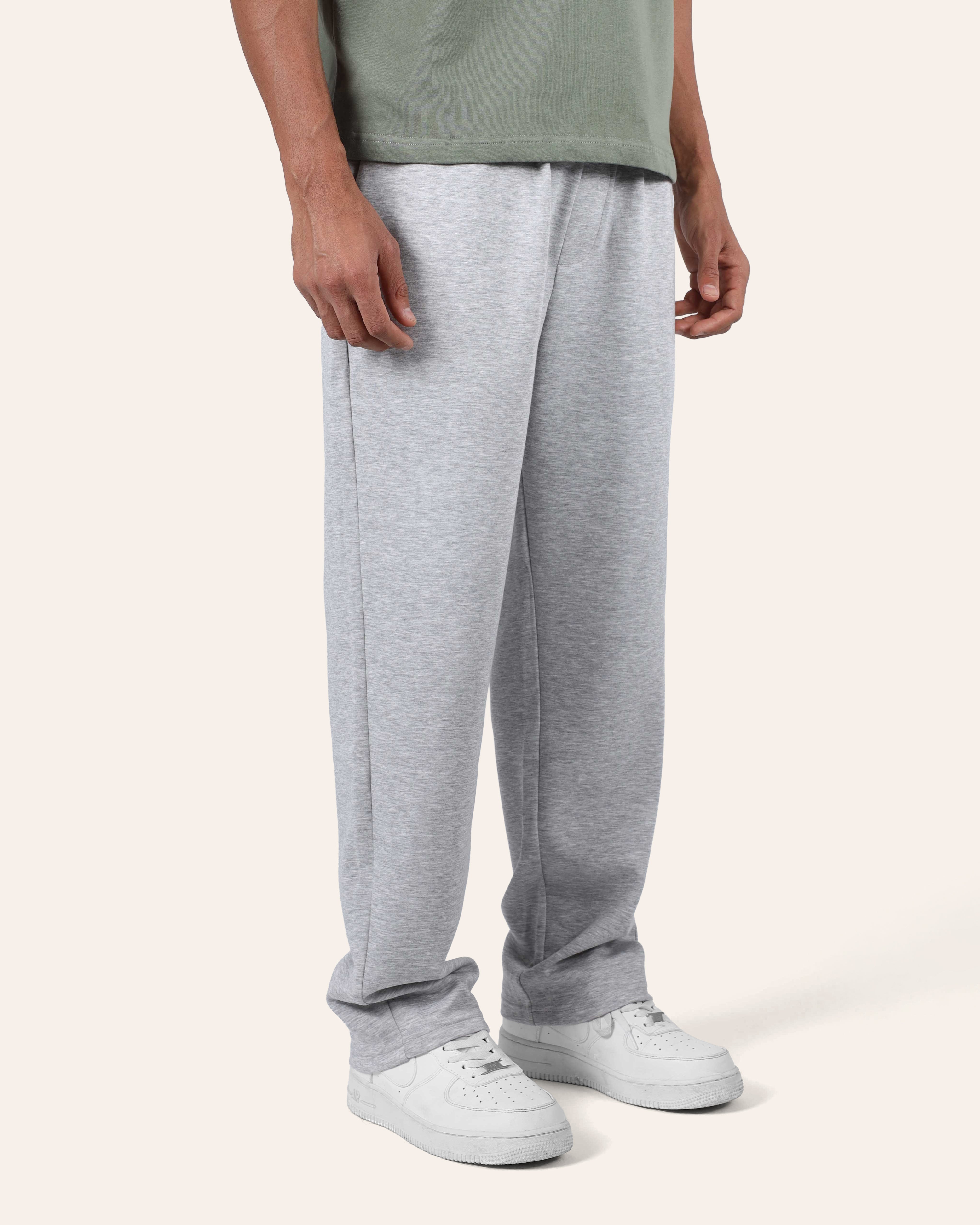Grey Relaxed Wide-Leg Joggers