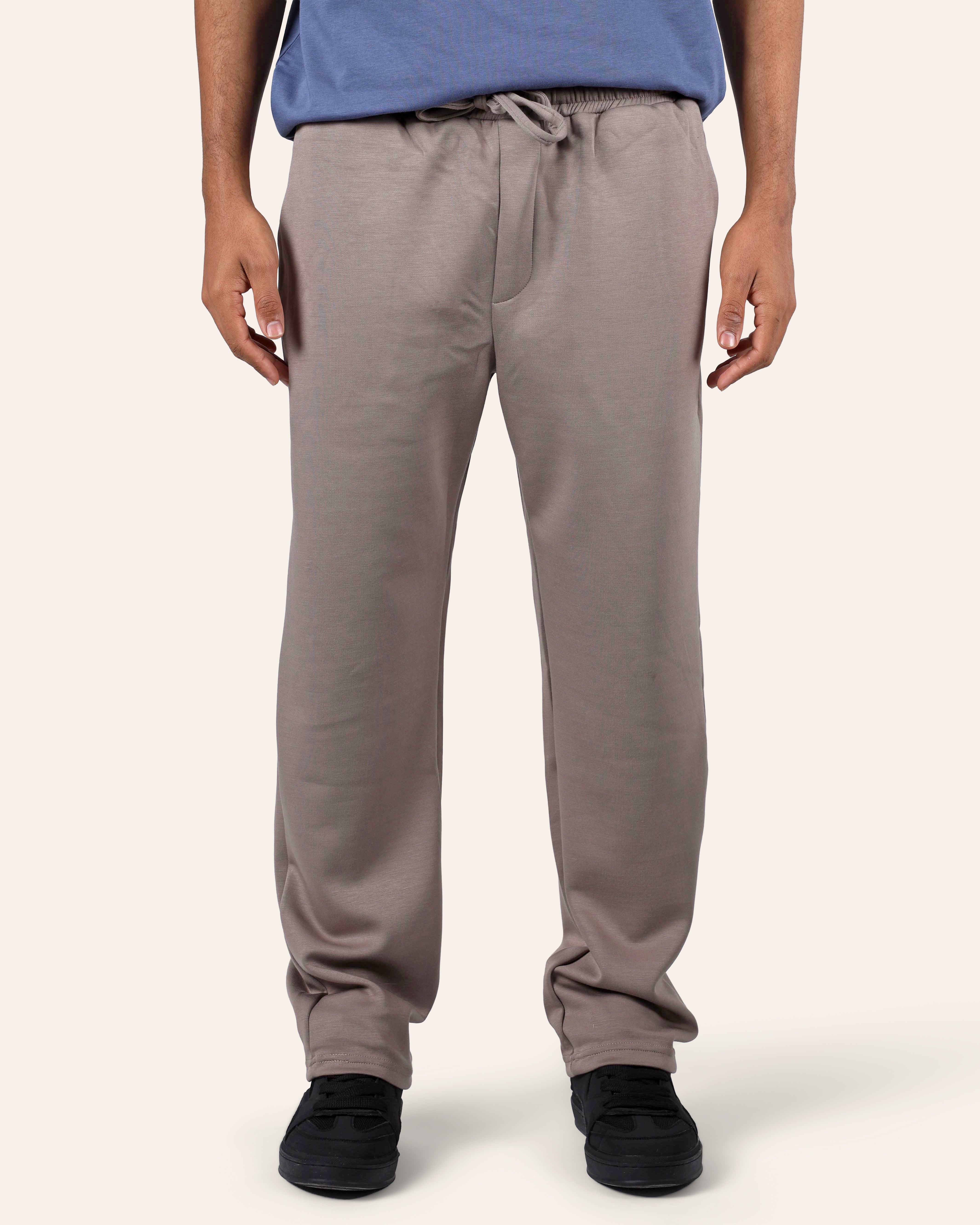 Dark Beige Relaxed Wide-Leg Joggers