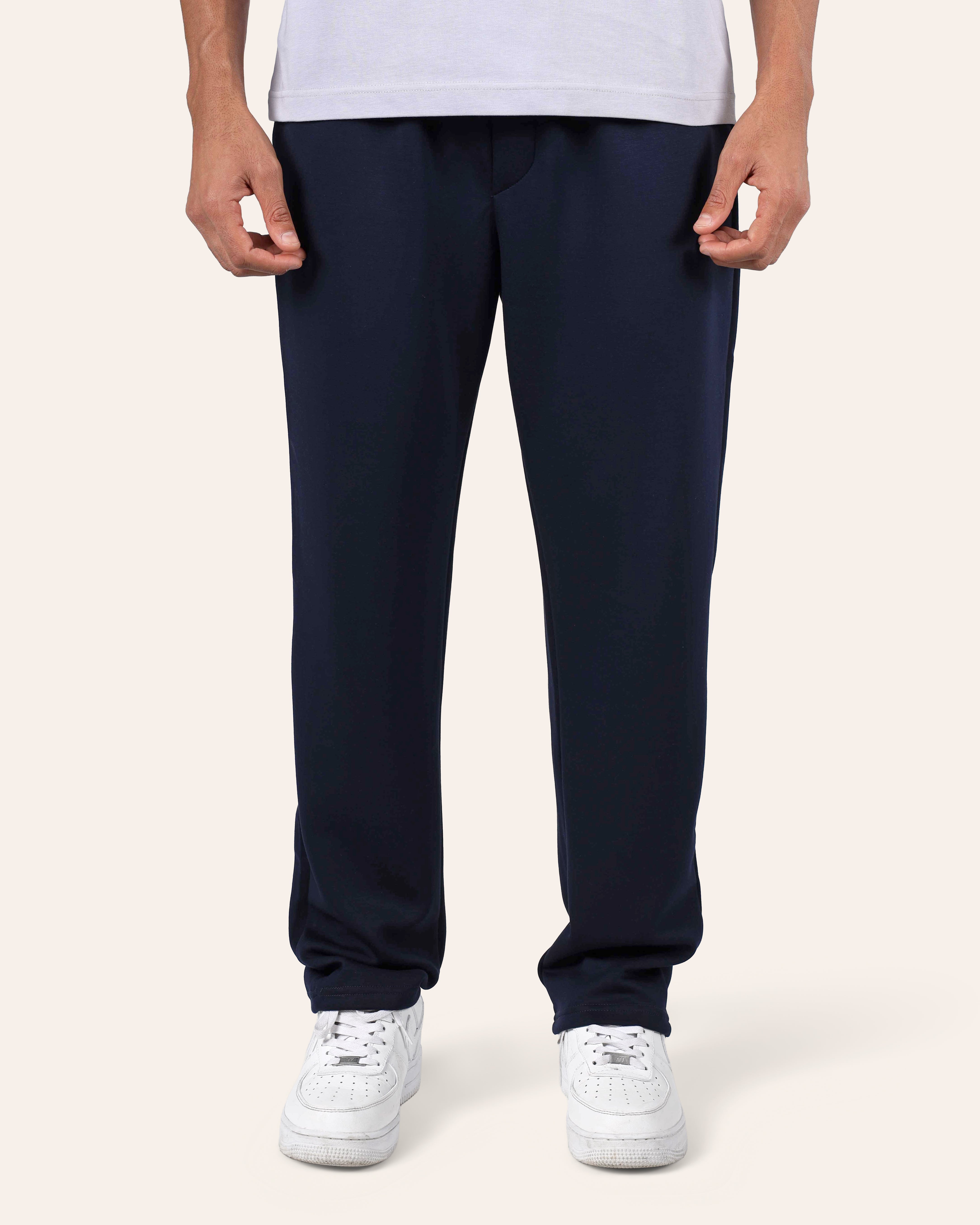 Navy Relaxed Wide-Leg Joggers