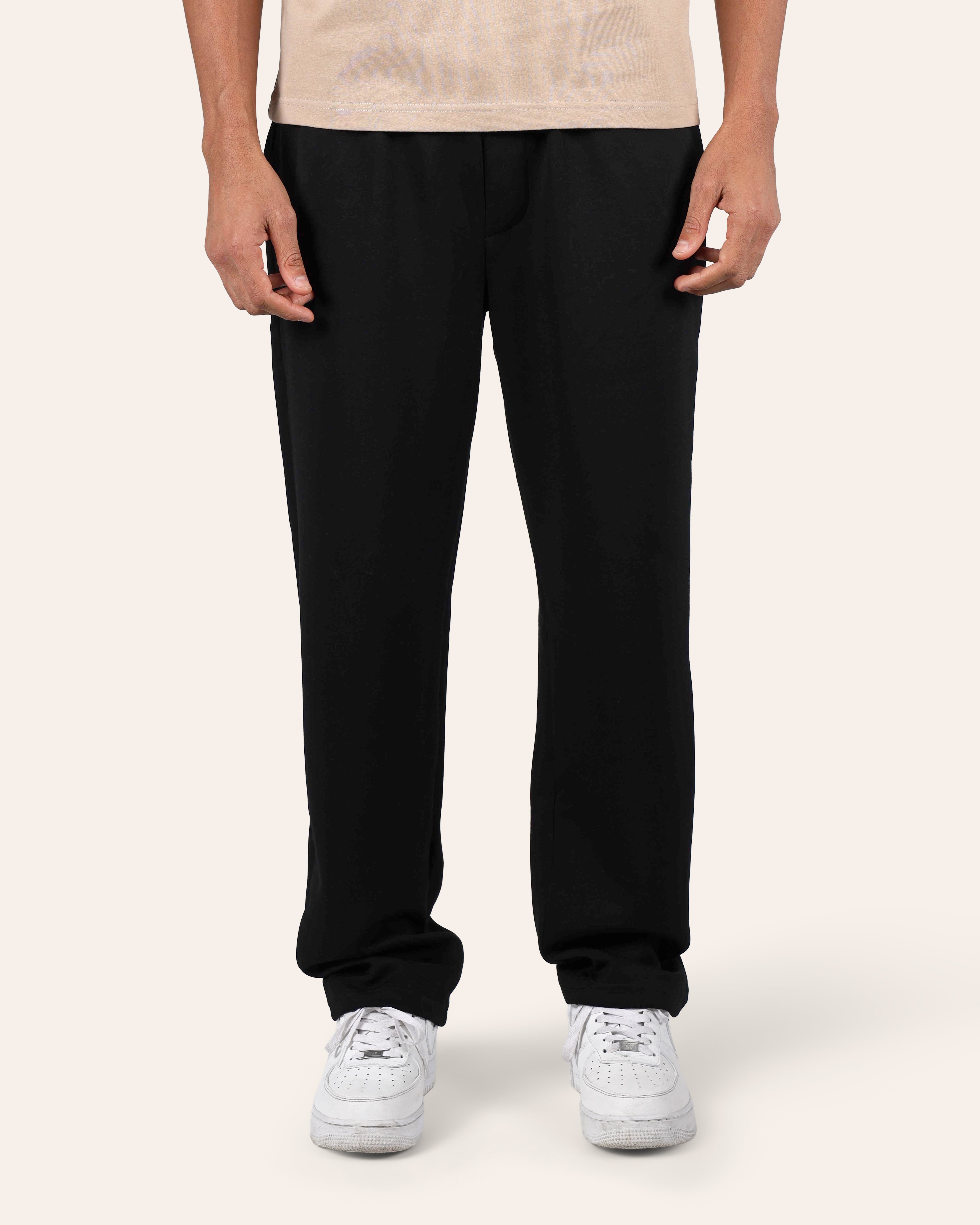 Black Relaxed Wide-Leg Joggers