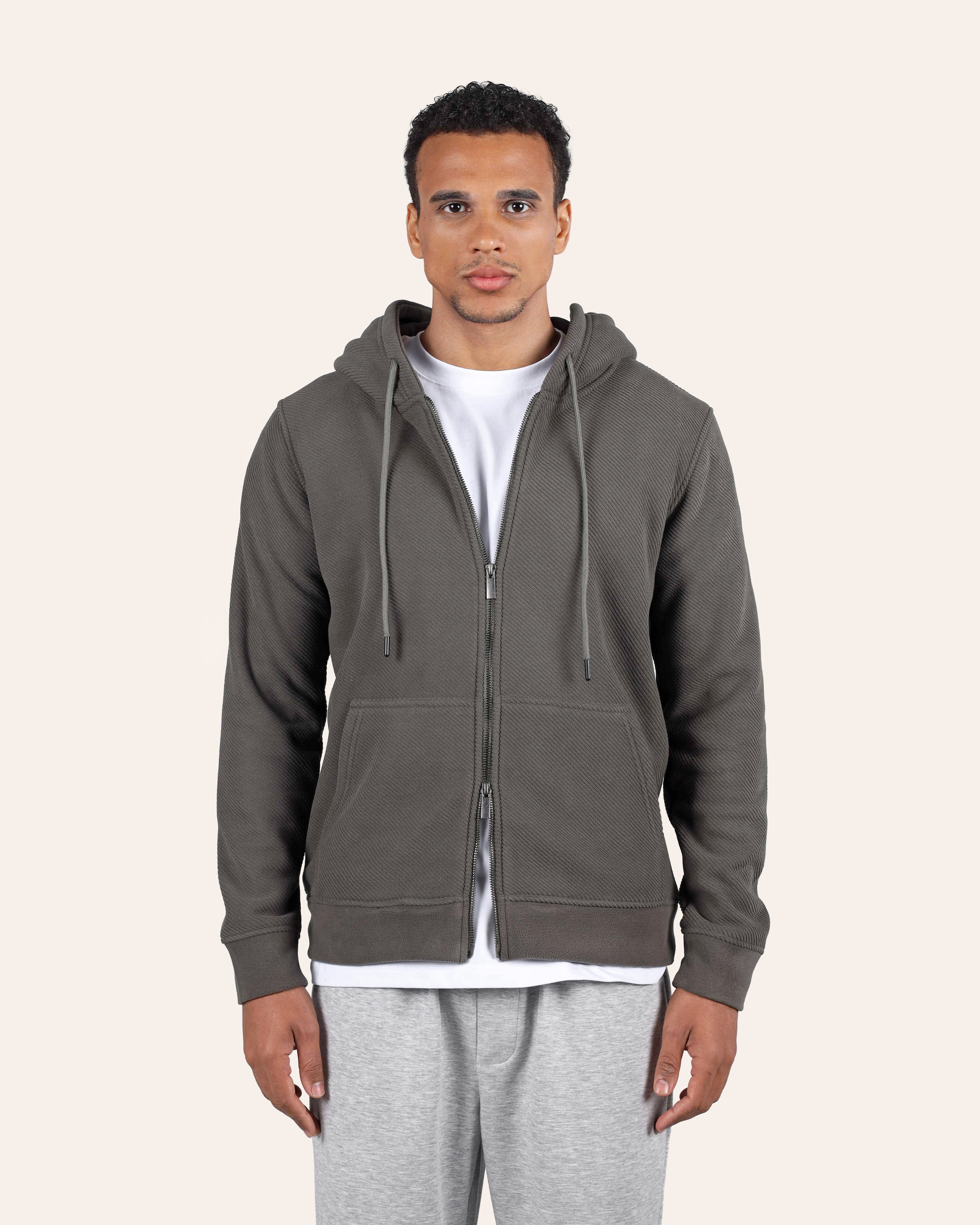 Olive Zip-Up Hoodie
