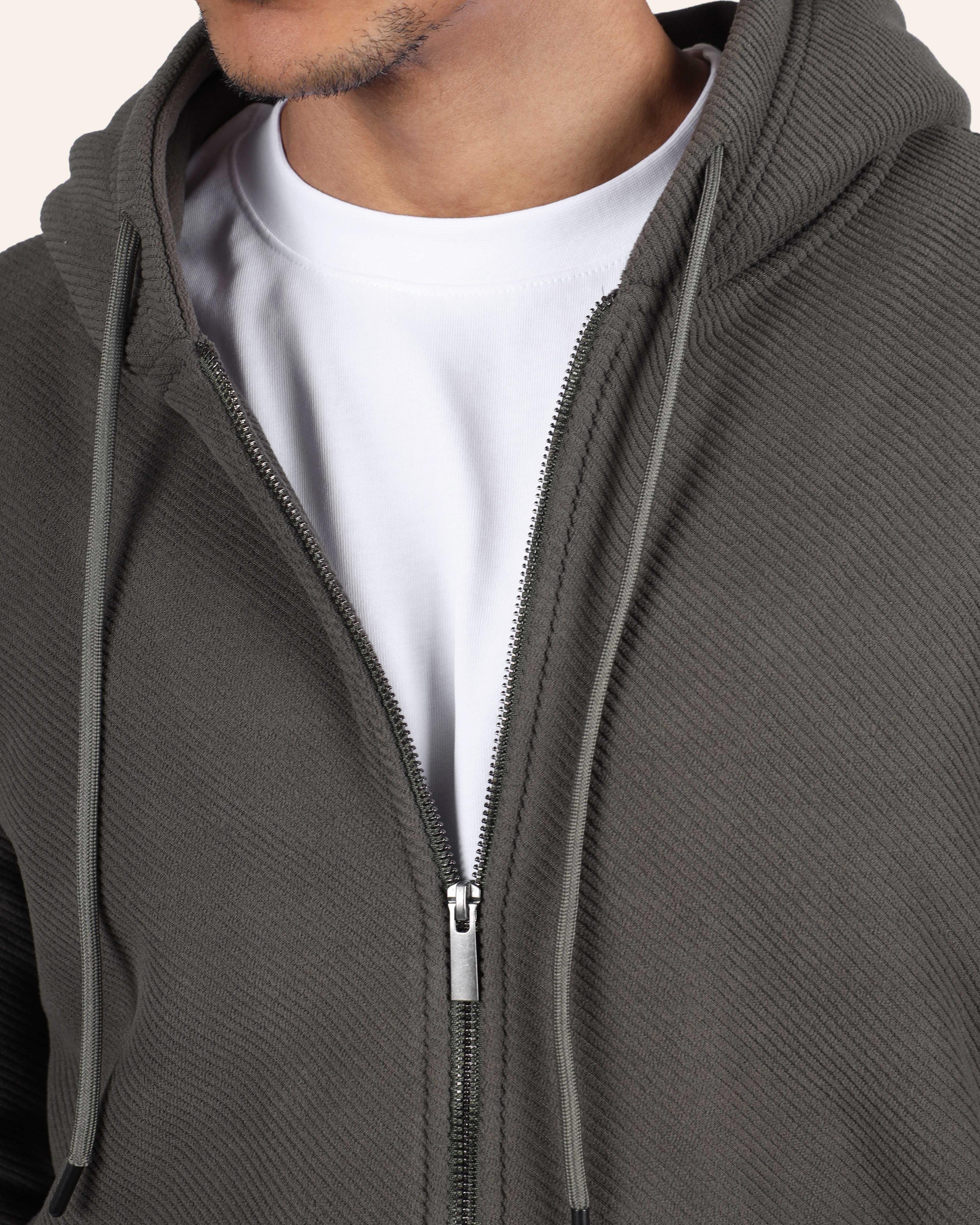 Olive Zip-Up Hoodie
