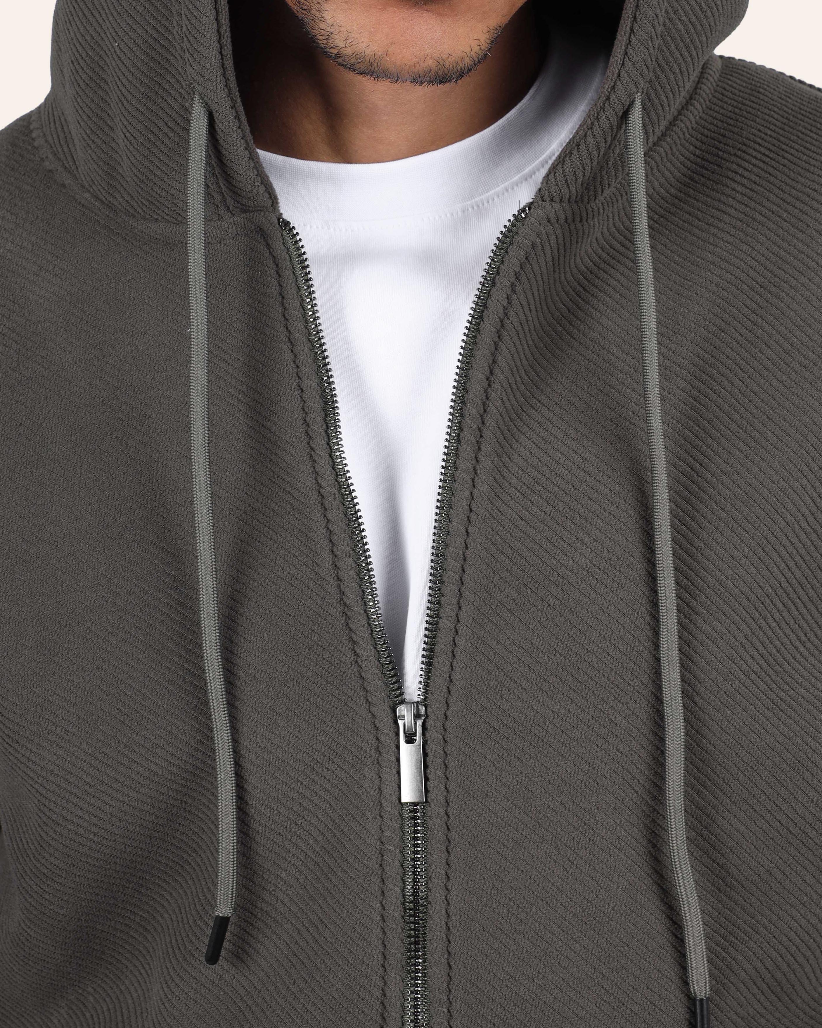 Olive Zip-Up Hoodie