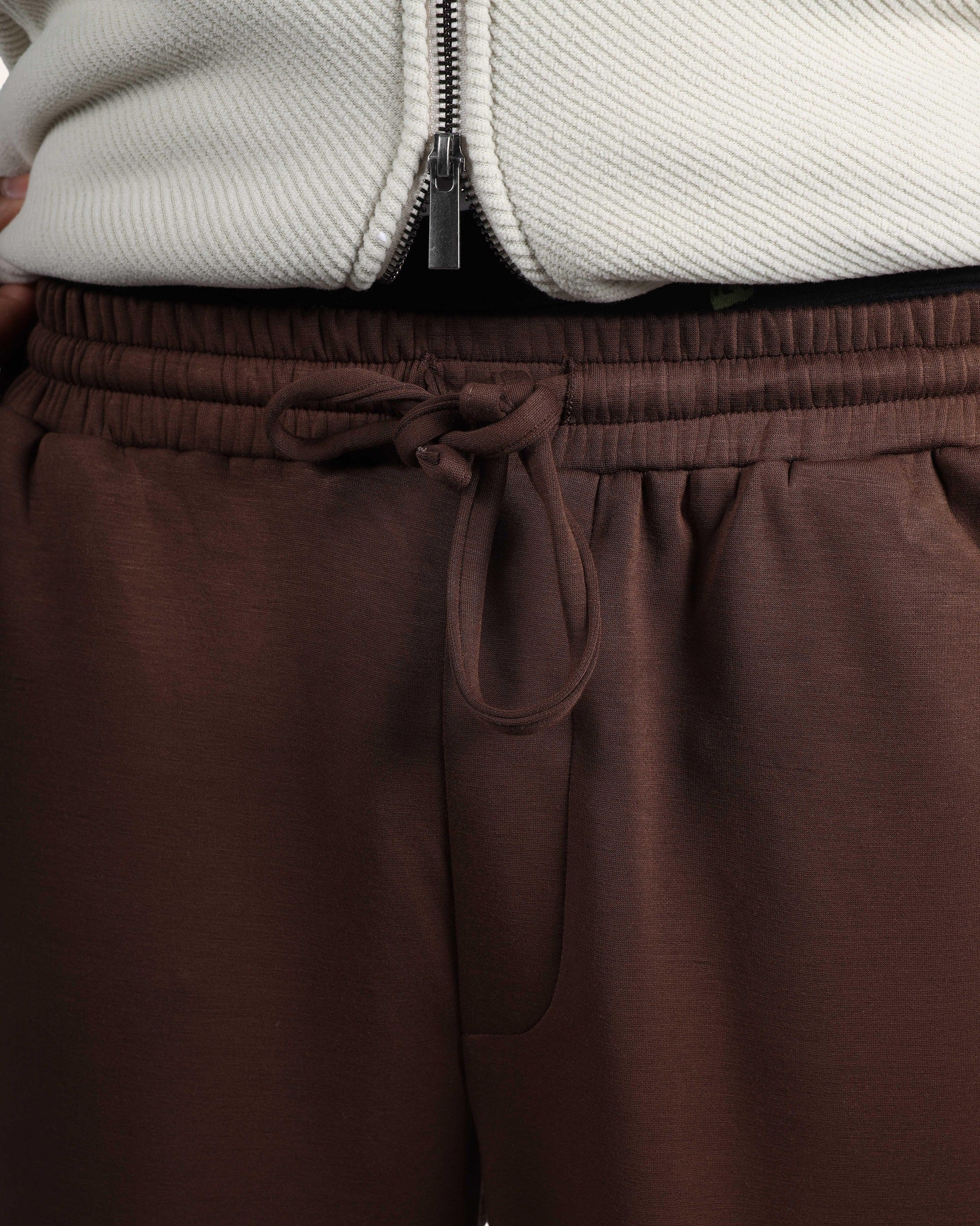 Brown Relaxed Wide-Leg Joggers